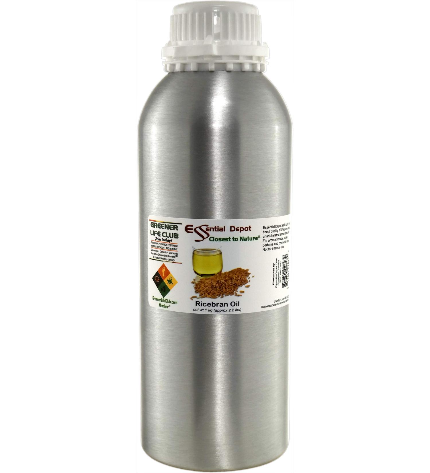 Essential Depot Ricebran Oil - 1kg - Approx. 2.2 lbs. - GC/MS Tested - in Aluminum Jar with HDPE Plug and Tear Strip Safety Sealed Resealable Cap - Buy Online on GoSupps.com