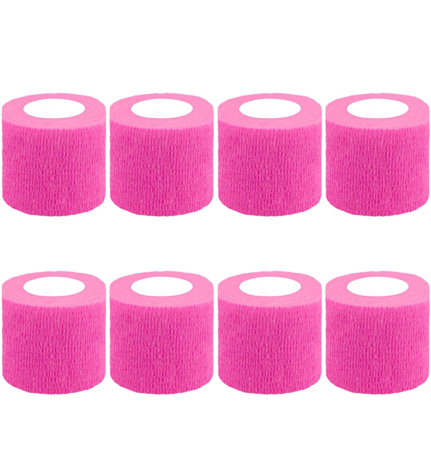 BQTQ 8 Rolls Neon Pink Cohesive Bandage 2 Inch - Self Adherent Sport Wrap Tape for Ankle Sprains - Stretch Bandage Wrap for Humans and Animals - Buy Online on GoSupps.com