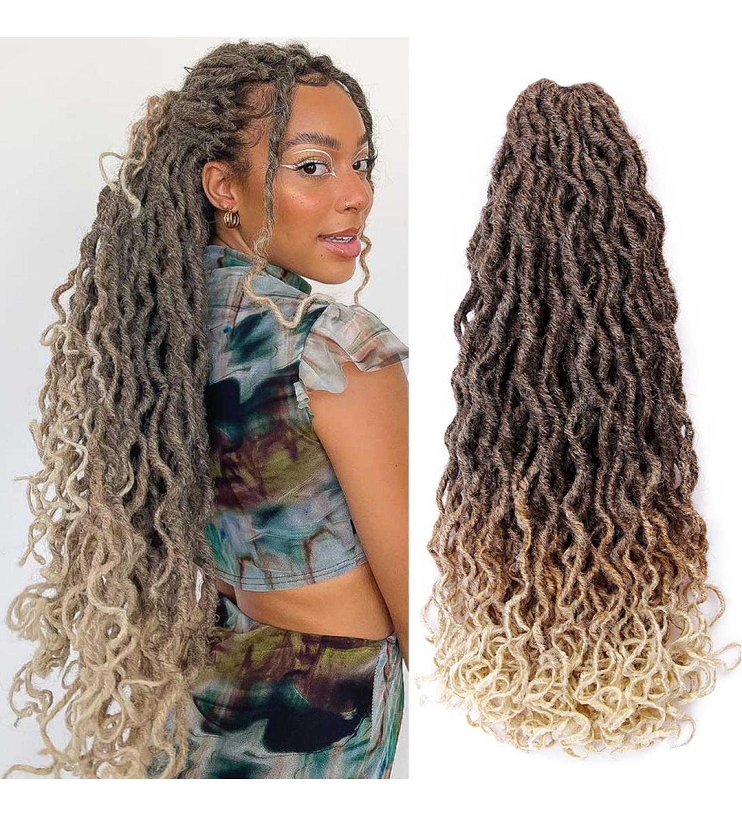 6 Packs New Goddess Locs Crochet Hair 24 Ombre Boho Style Synthetic Extension - 4/27/613 Color - Hippie Locs Crochet Hair - Buy Online on GoSupps.com