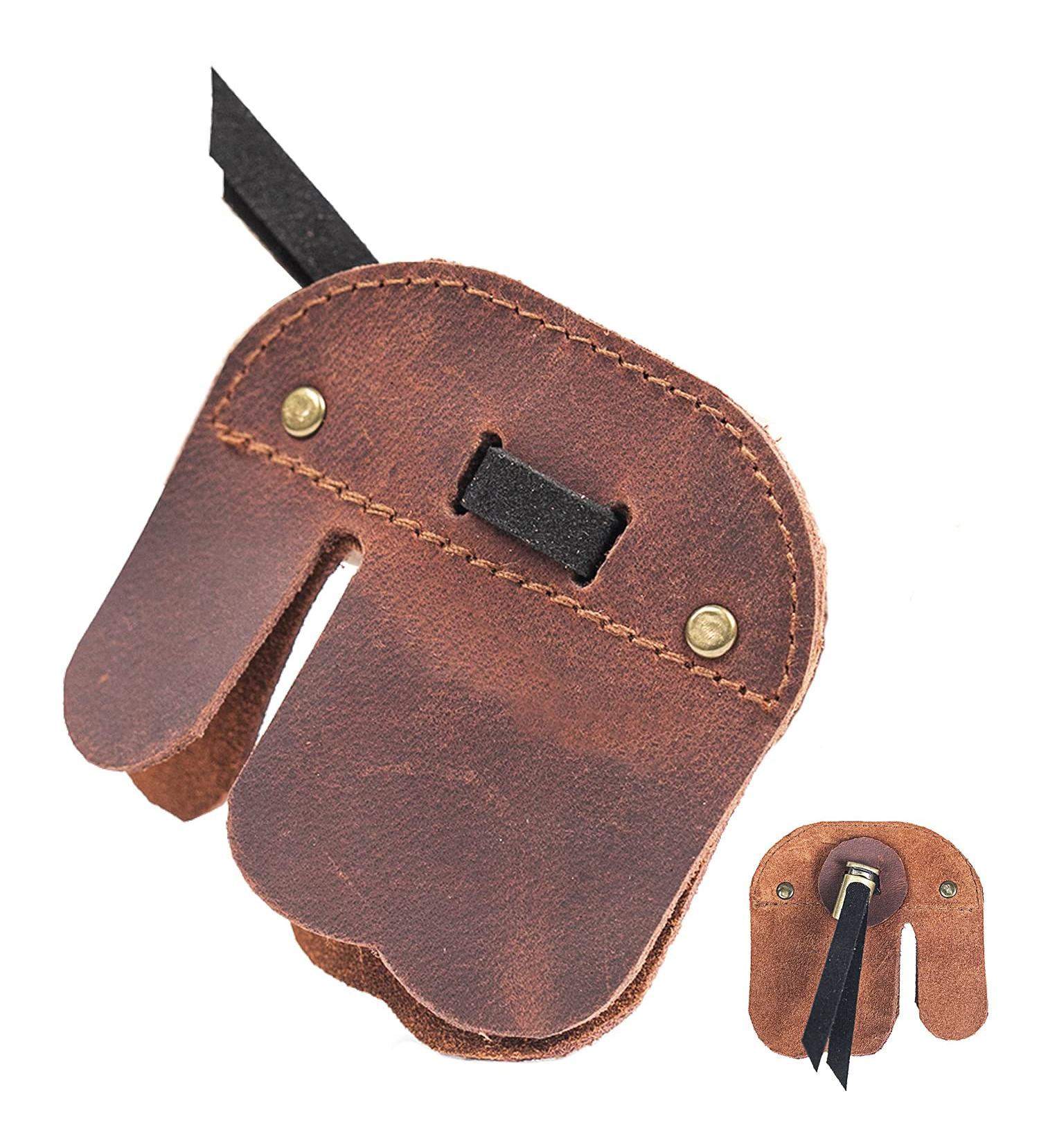 Perogen Archery Finger Tab - Cow Leather Recurve Bow Hunting Finger Protector (Brown, Medium) - Buy Online on GoSupps.com