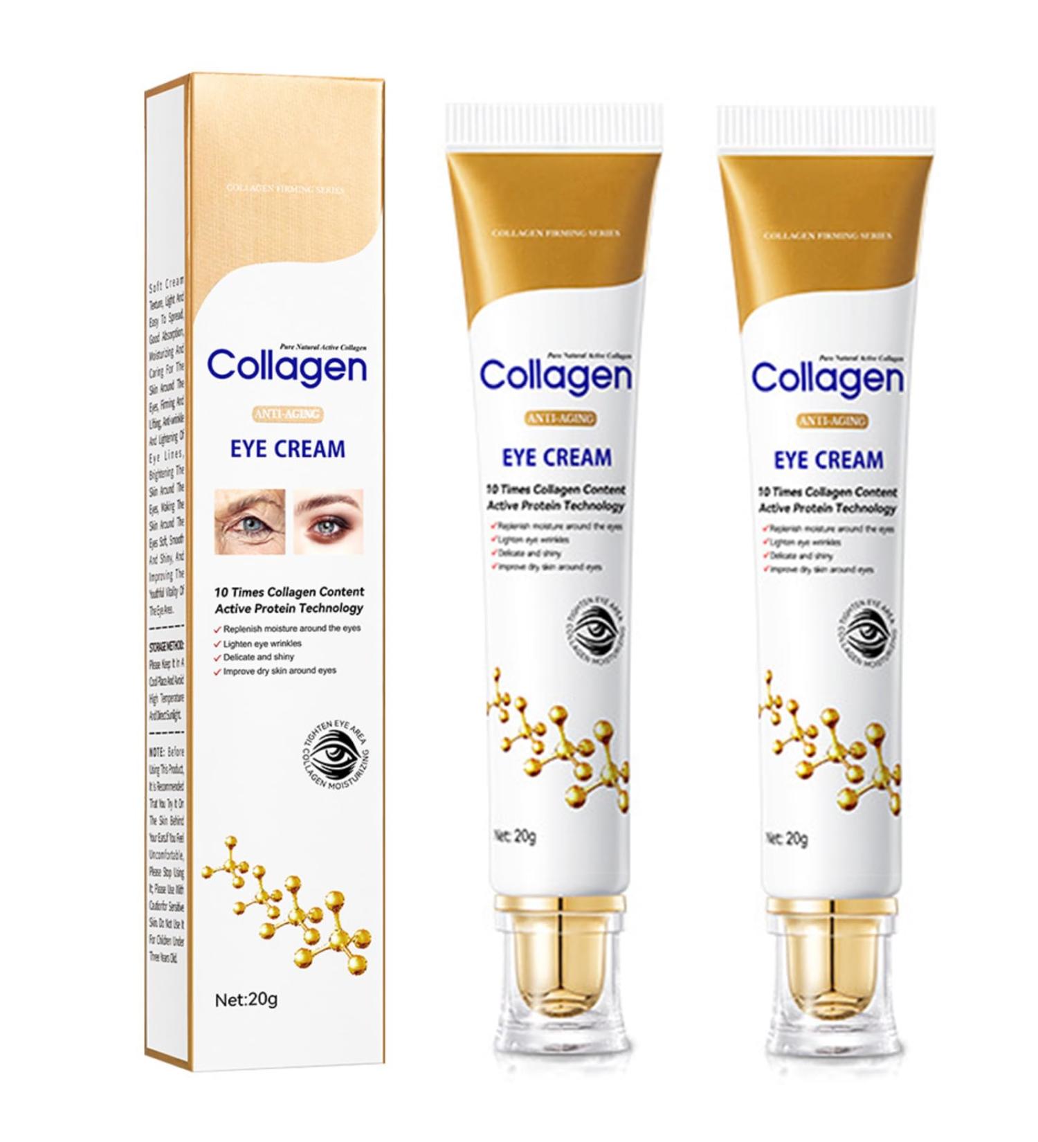 Yniquet 2PCS Age Correcting Eye Cream Collagen Moisturizing Eye Cream for Anti Aging Eye Serum for Dark Circles Puffiness and Bags for Women Nourishing Repair Tightening and Lifting - Buy Online on GoSupps.com