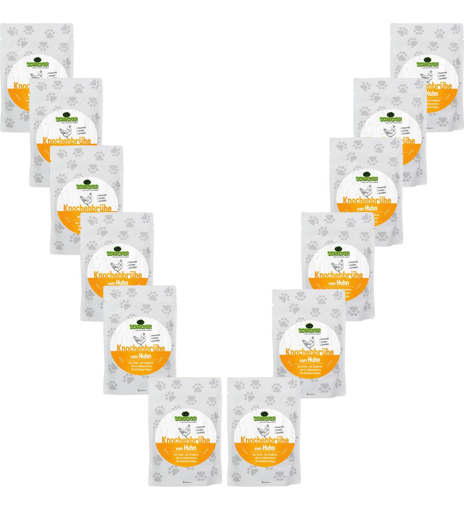 Bone Broth for Dogs - Schecker Chicken Feed Topping 12x100ml - Natural Dog Food Enhancer - Buy Online on GoSupps.com