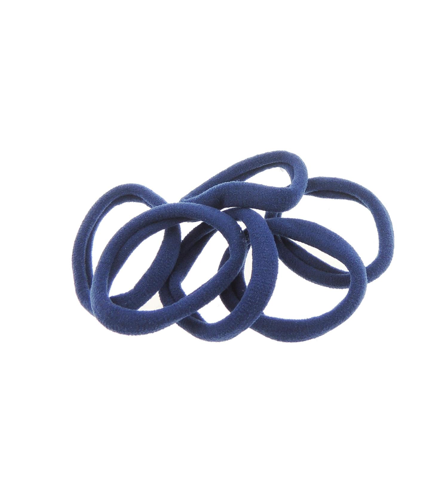 Ladies Girls Pack of 6 Thick Stretchy Ponios Elastic Scrunchie Hair Ties (Navy) navy