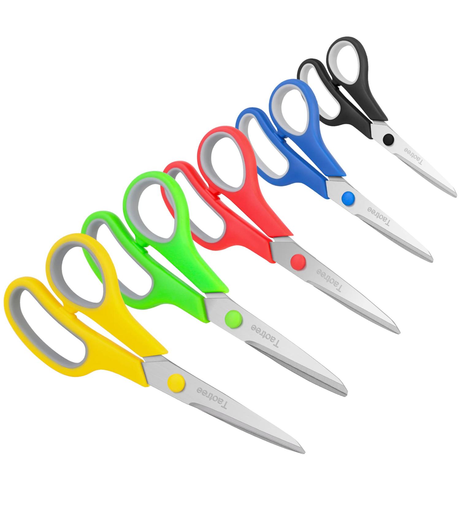 Scissors Taotree 8" Multipurpose Scissor Bulk Pack of 5 Stainless Steel Sharp Scissors for Office Home General Use High/Middle School Classroom Teacher Student Kids Scissors Supplies Same Size 5-pack Assorted - Buy Online on GoSupps.com
