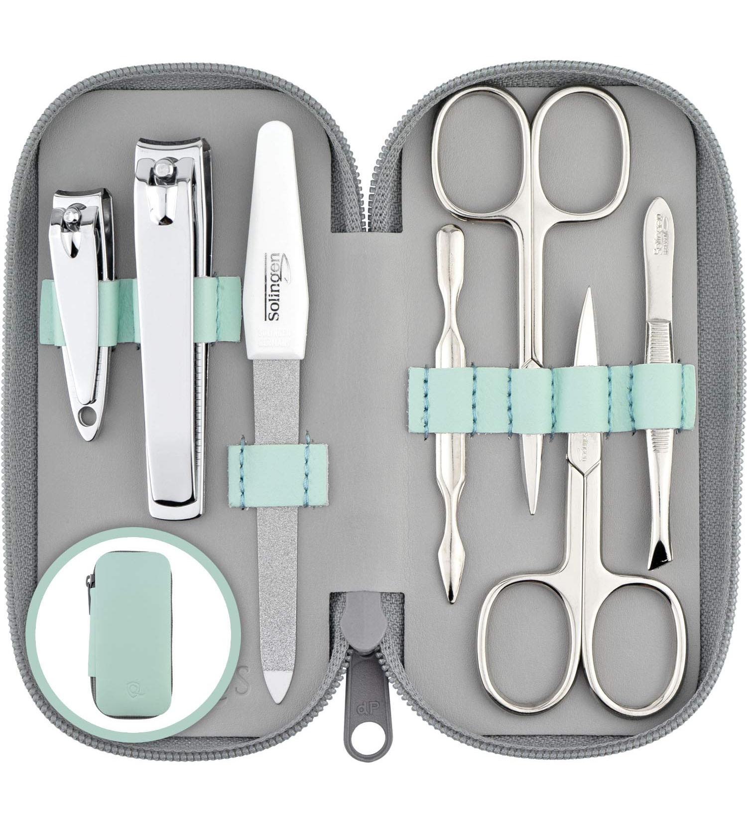 marQus Solingen Germany 7 Pcs Manicure Set - Nail Clippers, Tweezers, Grooming Kit - Mint - Ideal Gift for Women & Men - Buy Online on GoSupps.com