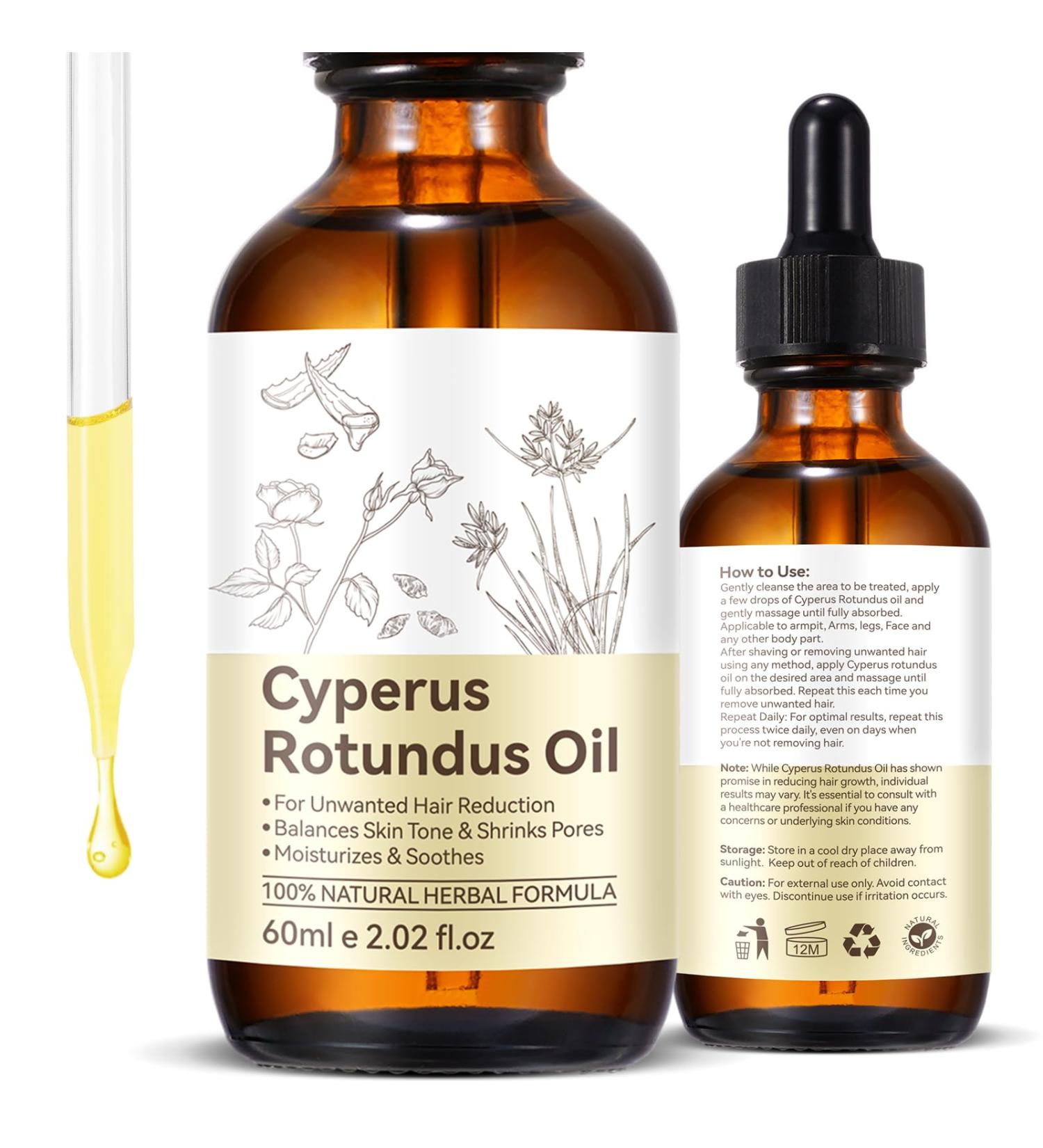 Cyperus Rotundus Oil Cyprus Oil for Hair Removal Natural for Reducing Body Hair Growth Reduces Unwanted Hair Growth Natural Cyperus Rotundus Oil for Hair Removal Suitable for All Skin Types 60ml - Buy Online on GoSupps.com