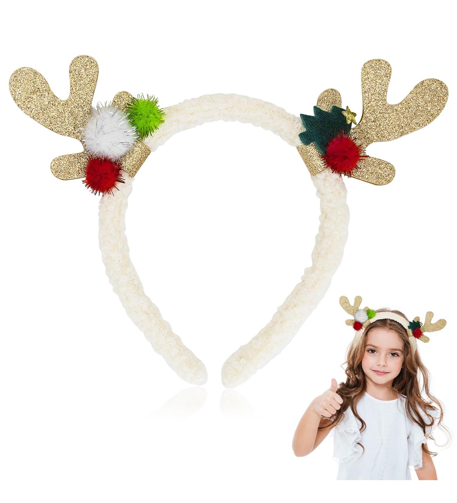 CHEERYMAGIC Christmas Reindeer Antlers Headband Sequins Christmas Headbands Cute Xmas Hair Hoops with Ears Christmas Head Hat Toppers Costume Headwear for Xmas Holiday Party Decoration A3LJFG (white) - Buy Online on GoSupps.com