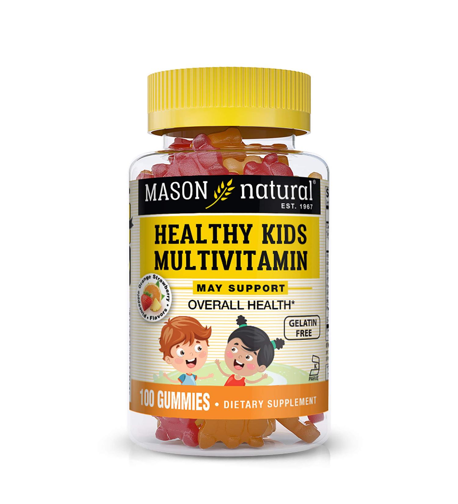 Mason Natural Healthy Kids Multivitamin Gummies â€“ Pineapple, Orange & Strawberry | 100 Count - Buy Online on GoSupps.com