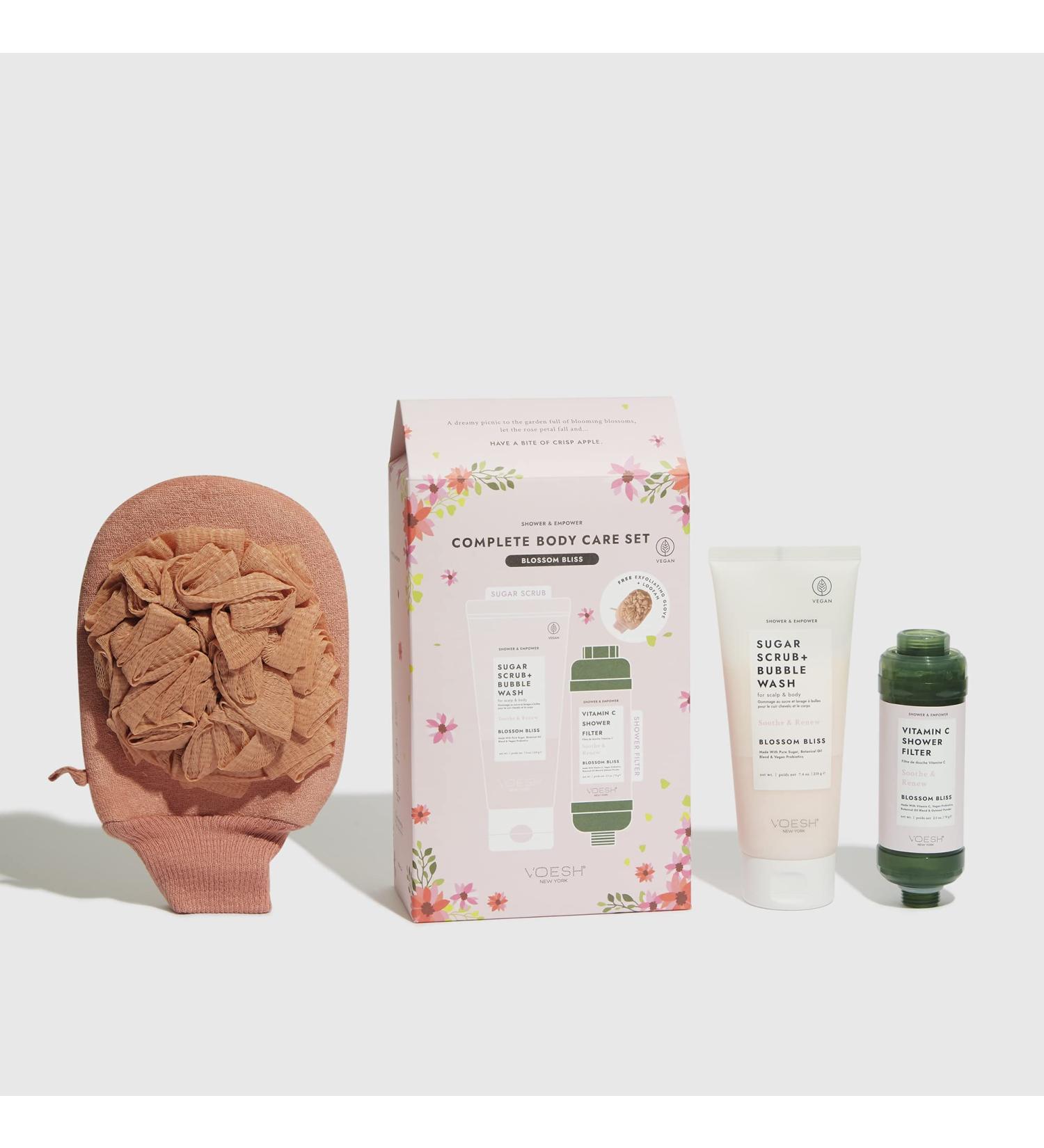 VOESH Shower + Empower Set | Vegan Sugar Scrub Body Wash & Hydrating Skincare | At Home Spa Essentials - Buy Online on GoSupps.com