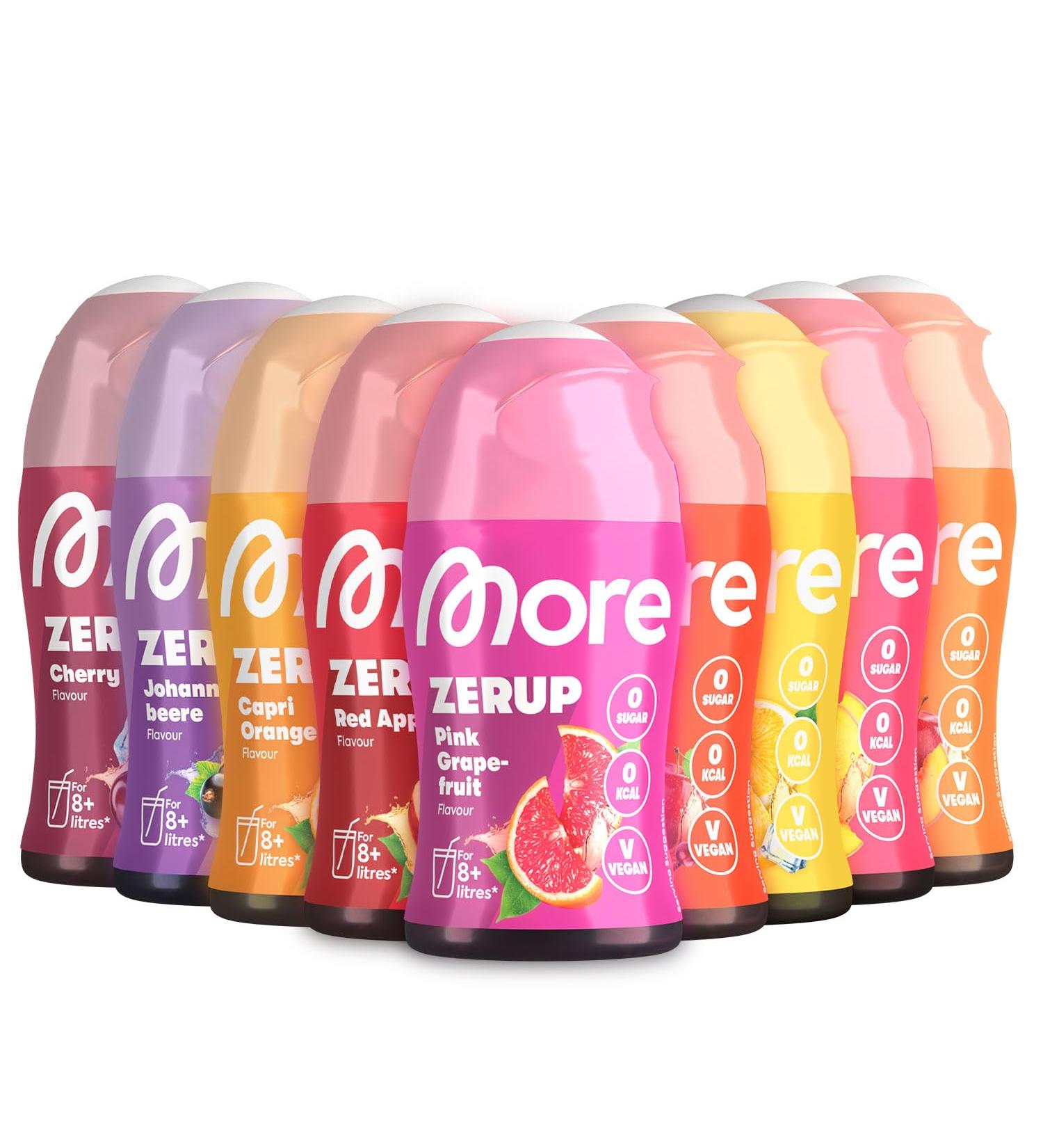 Buy More Zerup Mixed 9er Bundle - Sugar-Free Vegan Syrup with Real Fruit Extracts | 9 x 65ml Zero Calories Up to 72L Drink Made in Germany - Buy Online on GoSupps.com