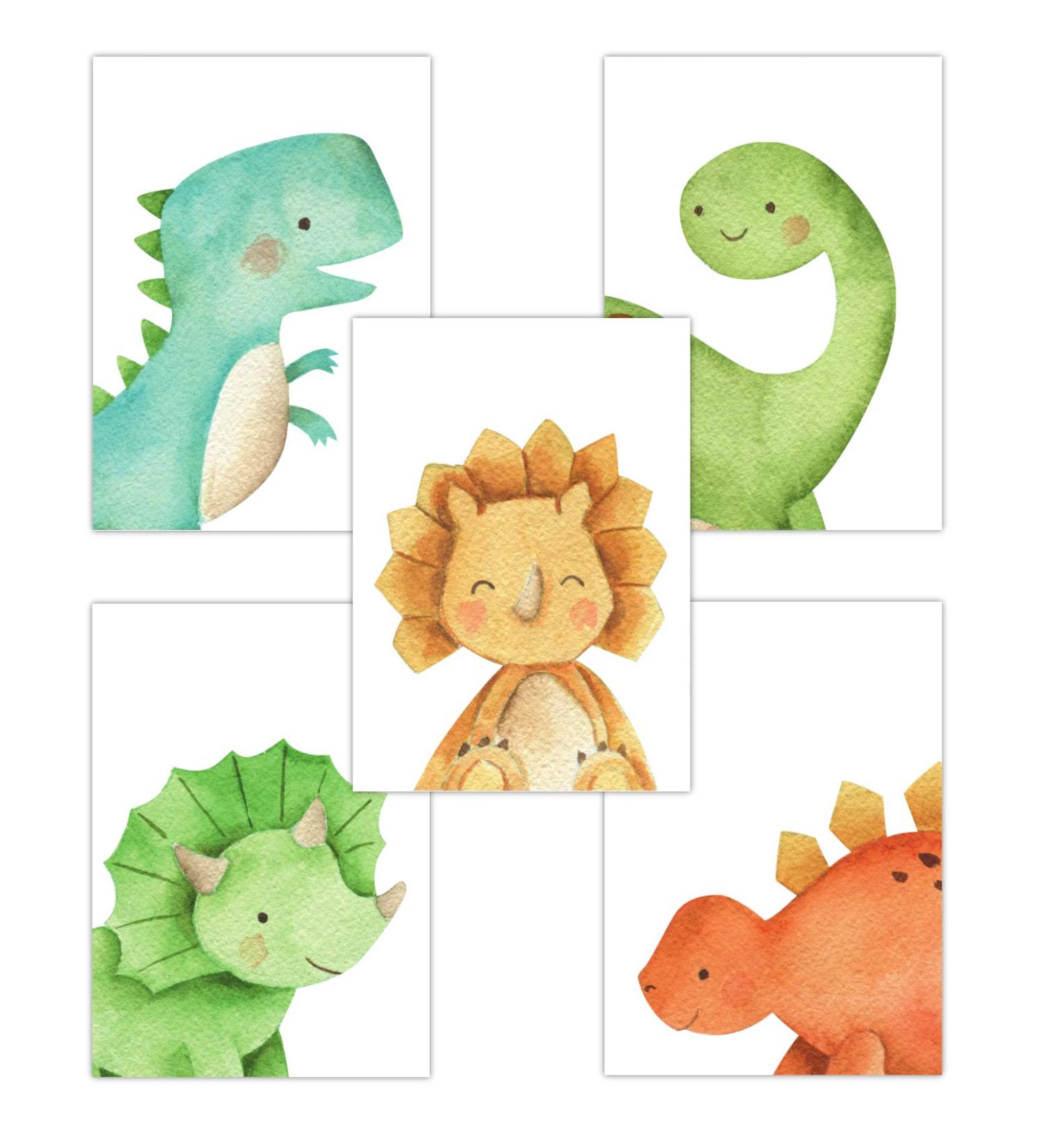 Panda Whale Dino Pictures - Cute Baby Dinosaur 5-Piece Poster Set for Boys' Rooms | Children's Wall Decor DIN A4 - Buy Online on GoSupps.com
