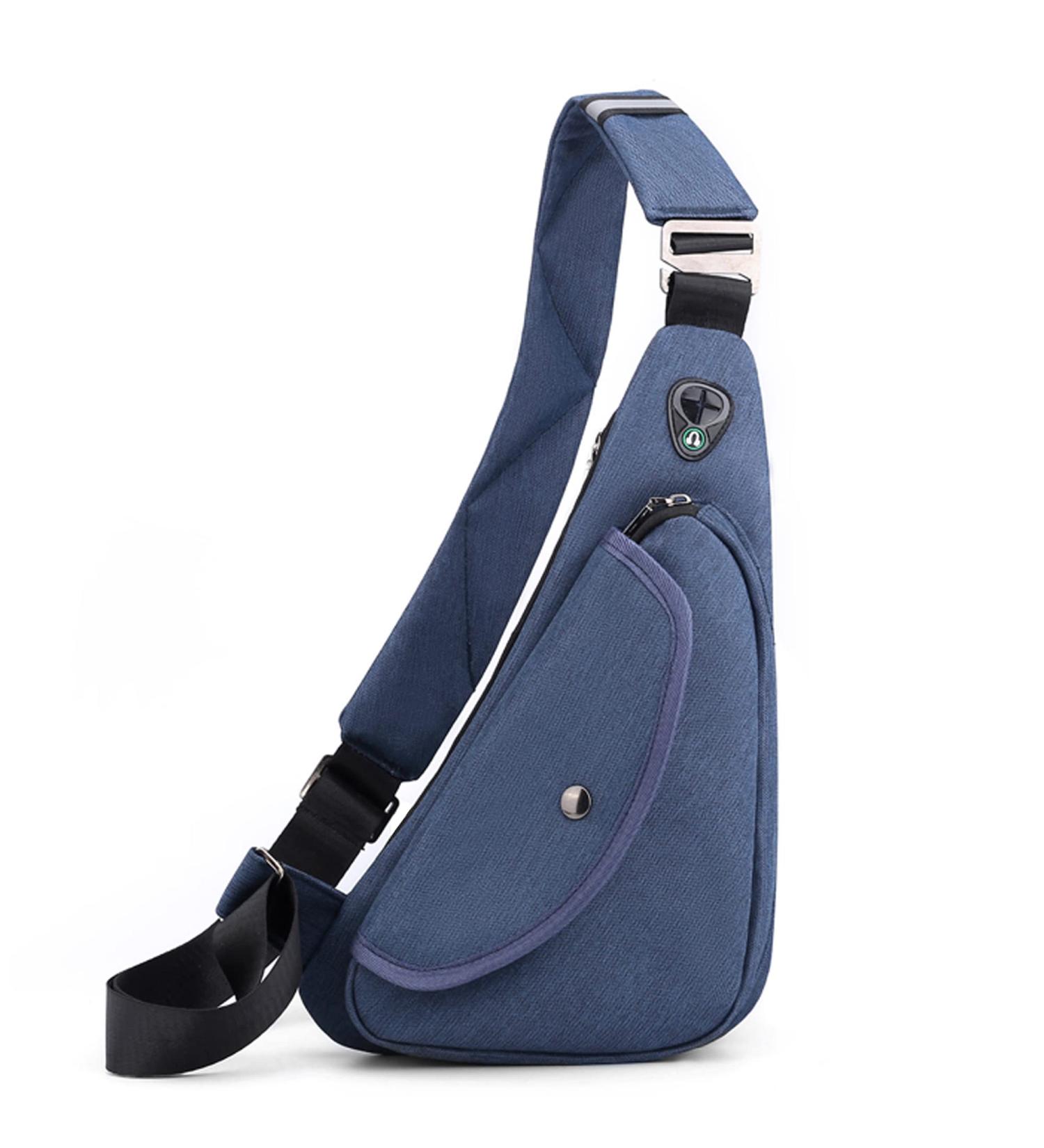 Varlivoo Men's Sling Bag - Waterproof Chest Bag for Hiking Fitness & Cycling - Blue Shoulder Backpack - Buy Online on GoSupps.com