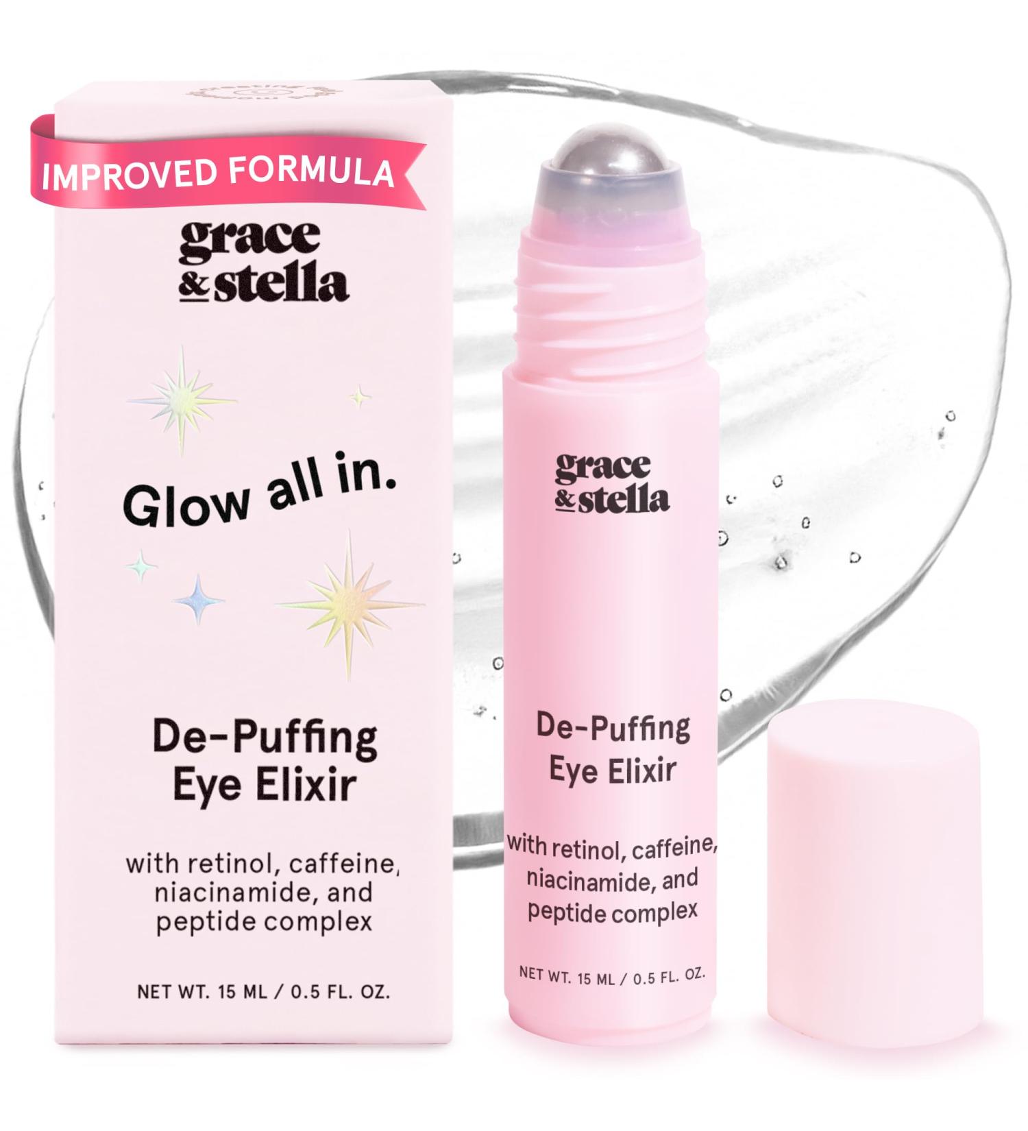 grace & stella Under Eye Brightener Roller - Airplane Travel Essentials - Travel Size Toiletries - Retinol & Caffeine Eye Serum for Puffiness Dark Circles Wrinkles - Vegan Skincare (15ml / 0.51floz) Eye Roller (15ml / 0.5  - Buy Online on GoSupps.com