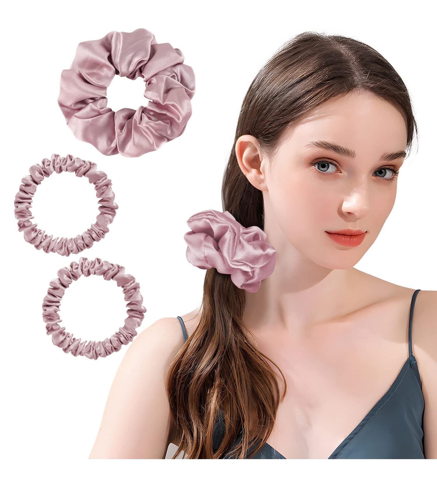 Osilk 3-Set 100% Silk Hair Ties - Premium Small Scrunchies & Elastic Hair Bands for Braid Hair Jewelry - Buy Online on GoSupps.com