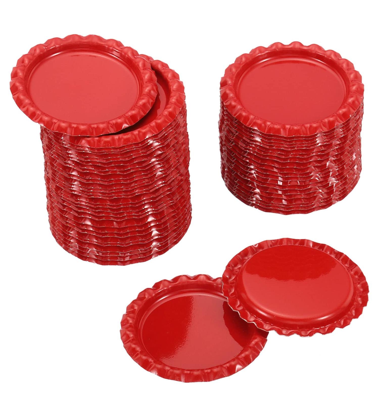 PATIKIL 1 Inch Flat Decorative Bottle Caps 50 Pack Craft Bottle Pendant Trays Double Sides Printed for DIY Pendants Craft Scrapbooks Red - Buy Online on GoSupps.com