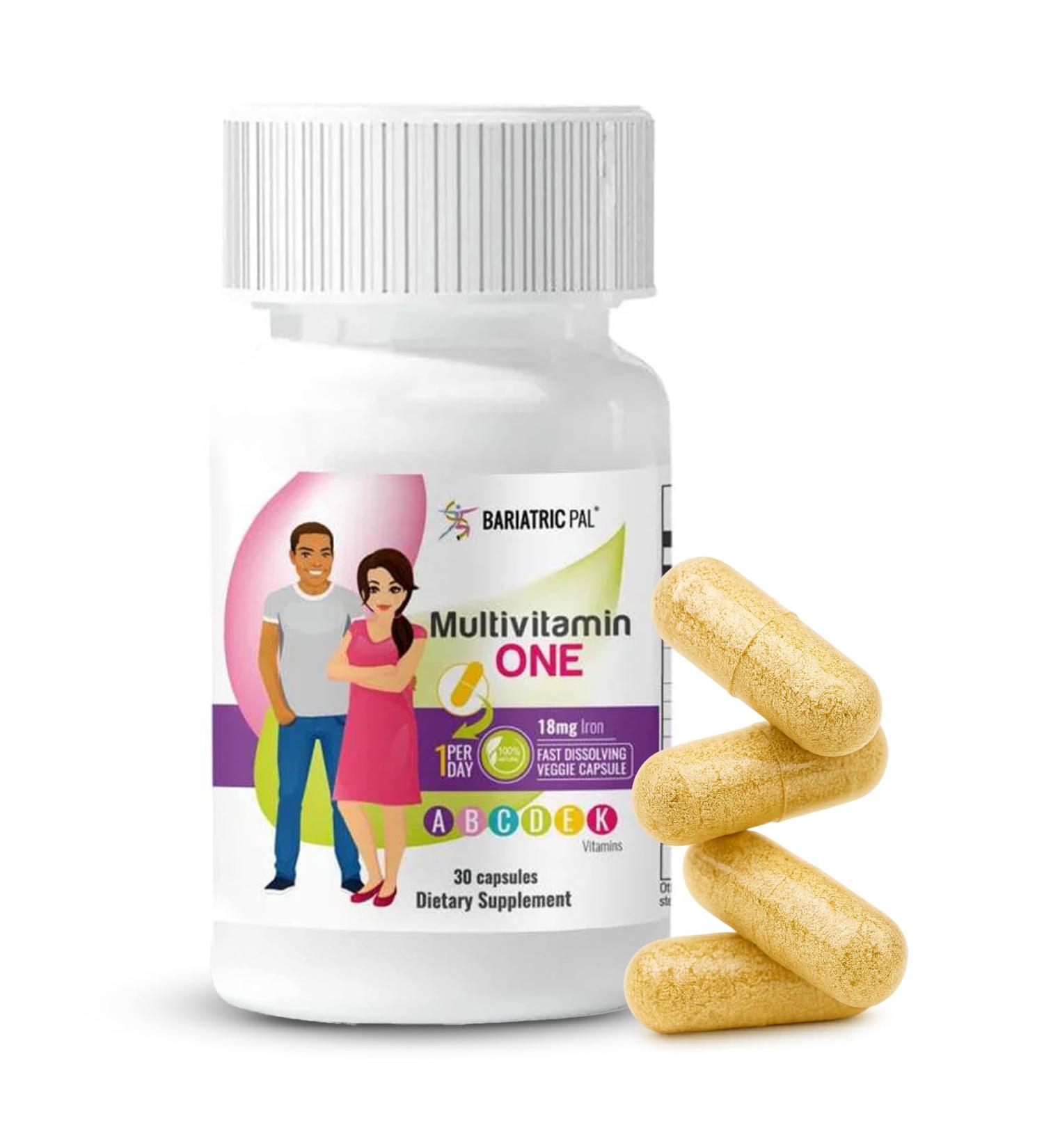 BariatricPal Multivitamin ONE 1 per Day! Bariatric Multivitamin Capsule with 18 mg of Iron | Easy to Swallow Capsule | Vitamin for Bariatric Surgery Patients | 30 Count (1 Month Supply) - Buy Online on GoSupps.com