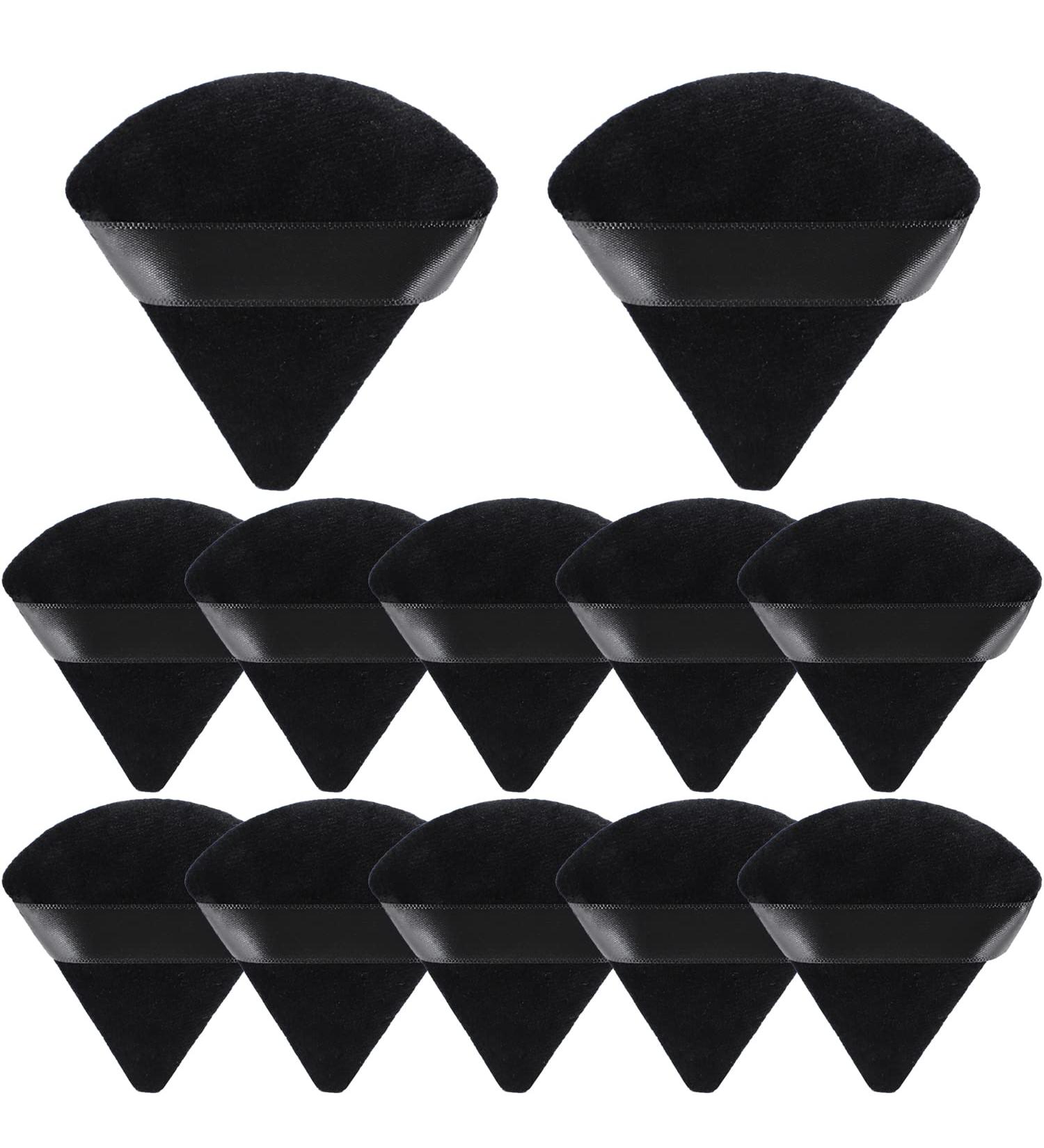 KINGMAS 12-Piece Triangle Powder Puff Set - Super Soft Makeup Setting Puffs for Concealer, Loose Powder, and Foundation - Black - Buy Online on GoSupps.com
