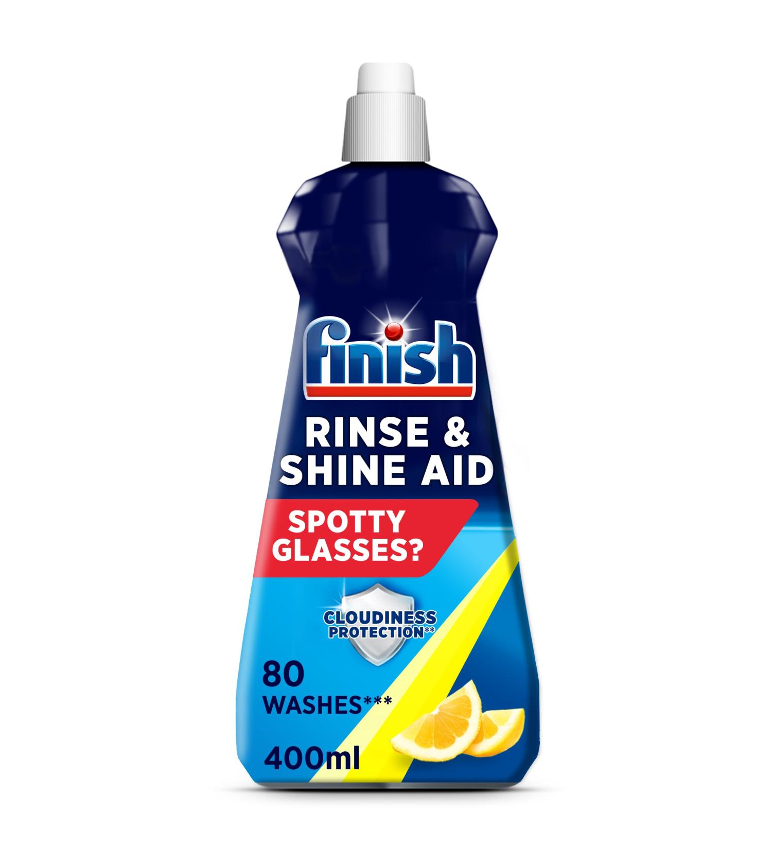 Finish Dishwasher Rinse & Shine Aid - Lemon - 400ml - For Drier Glasses and Spot Prevention - Buy Online on GoSupps.com