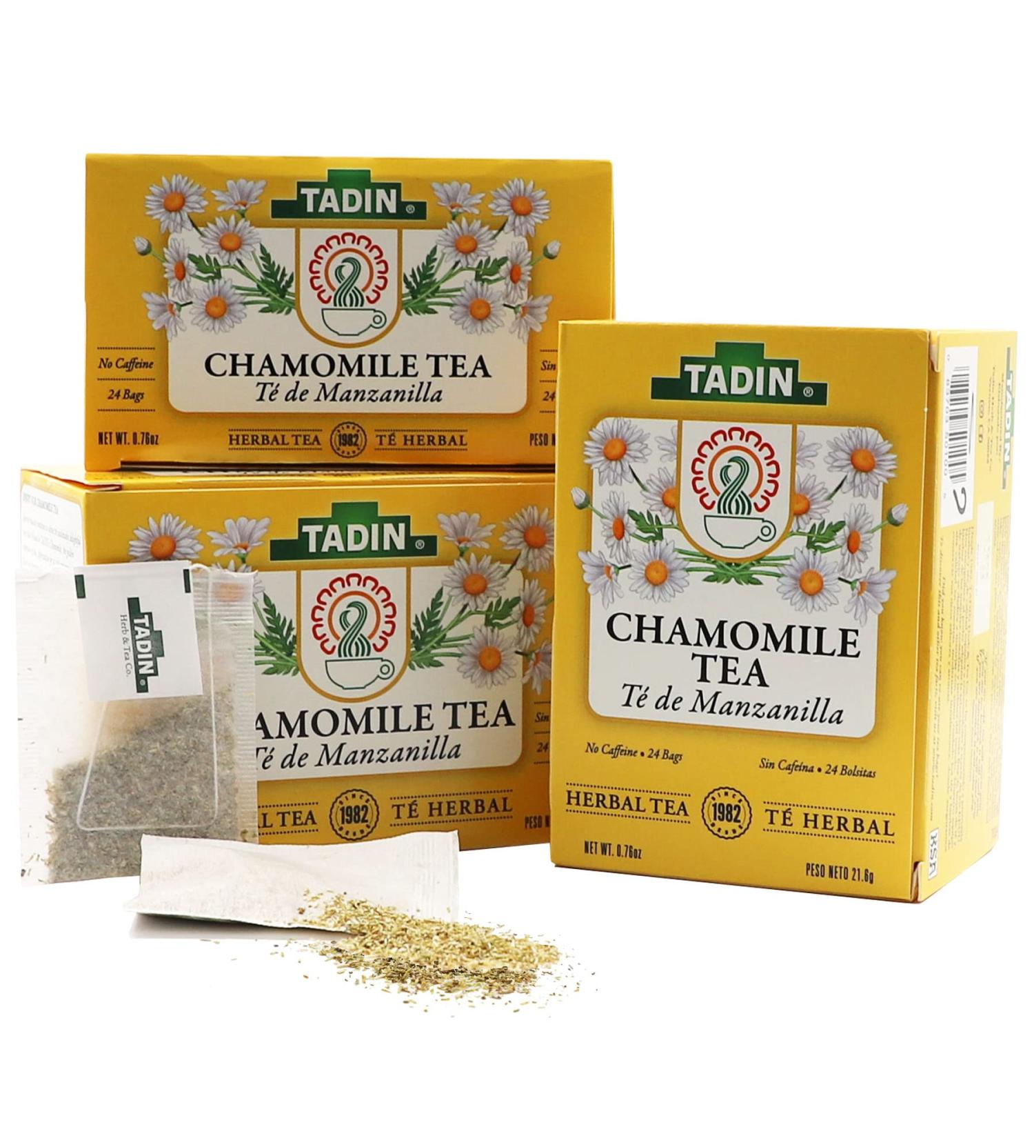 TADIN Chamomile Tea: Stomach Pain Relief, Anti-inflammatory & Relaxing Effects, Caffeine-Free, Non-GMO - 3-Pack 0.76 Oz, 24 Count - Buy Online on GoSupps.com