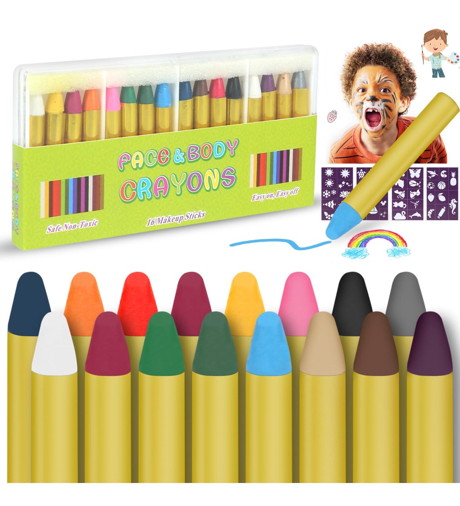 GLEEMEN Face Paint Crayons for Kids - 16 Colors - Safe & Easy Face Body Painting Kit for Birthday Party, Halloween Makeup & Cosplay - Buy Online on GoSupps.com