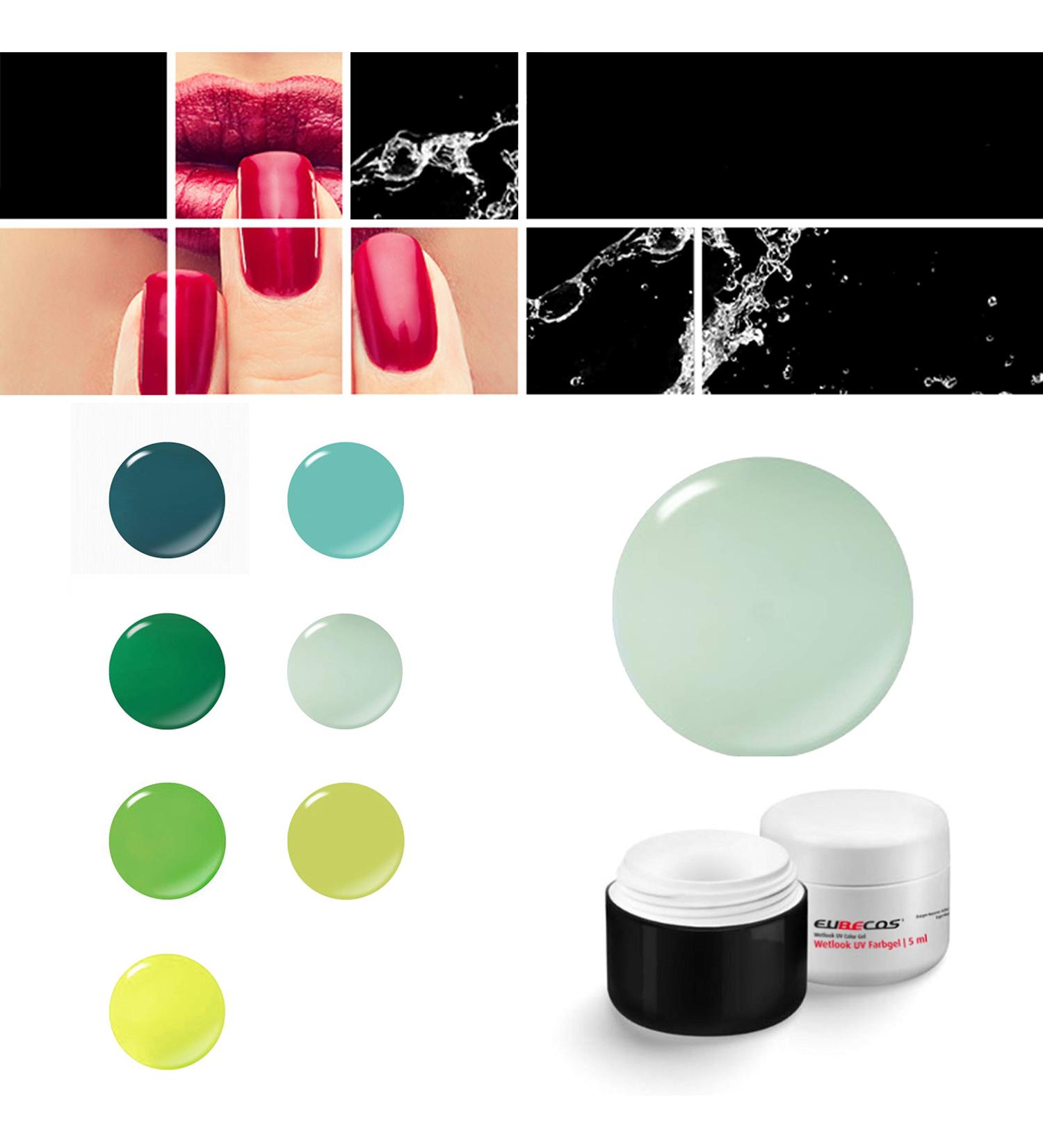 EuBeCos EuBeCos Wetlook WL34 UV and LED Colored Gel 5ml Mint No sweat layer Studio quality Made in Germany
