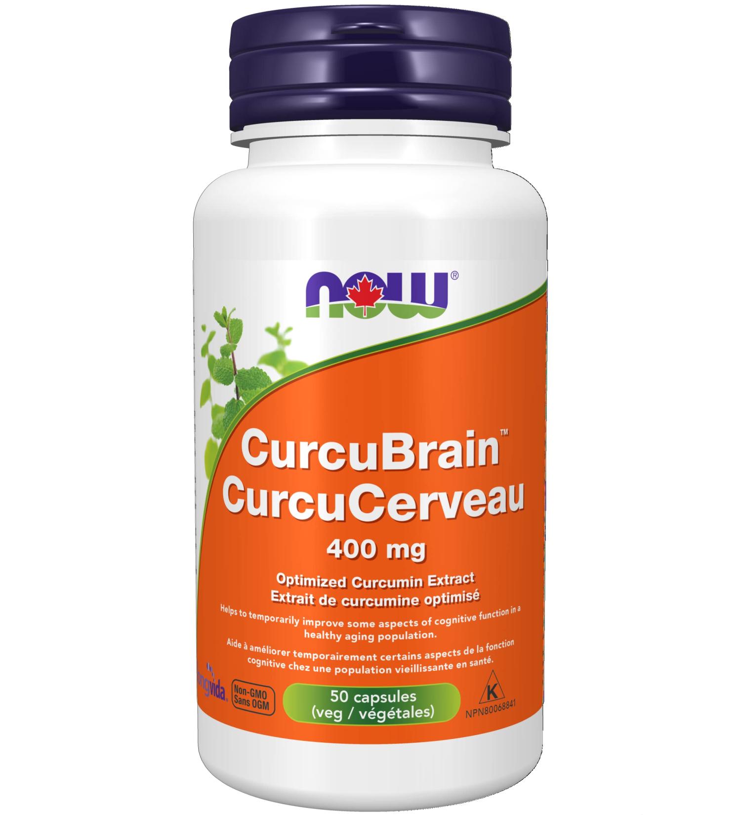 NOW Supplements CurcuBrain 400mg Capsules 50 Count - Buy Online on GoSupps.com