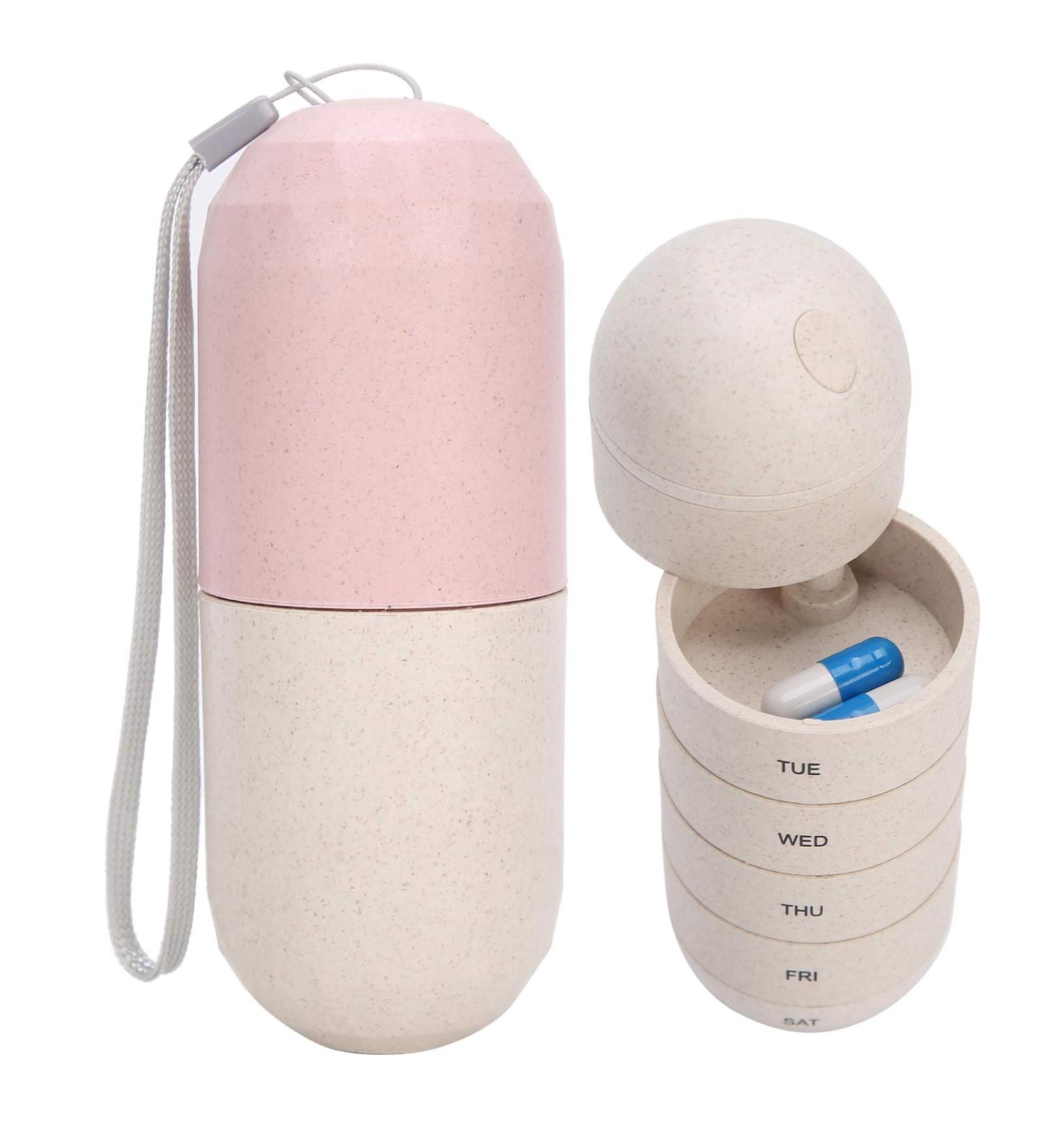 Large Compartment 7-Day Pill Organizer | Mini Portable Capsule Medicine Case for Travel & Elderly Care - Buy Online on GoSupps.com