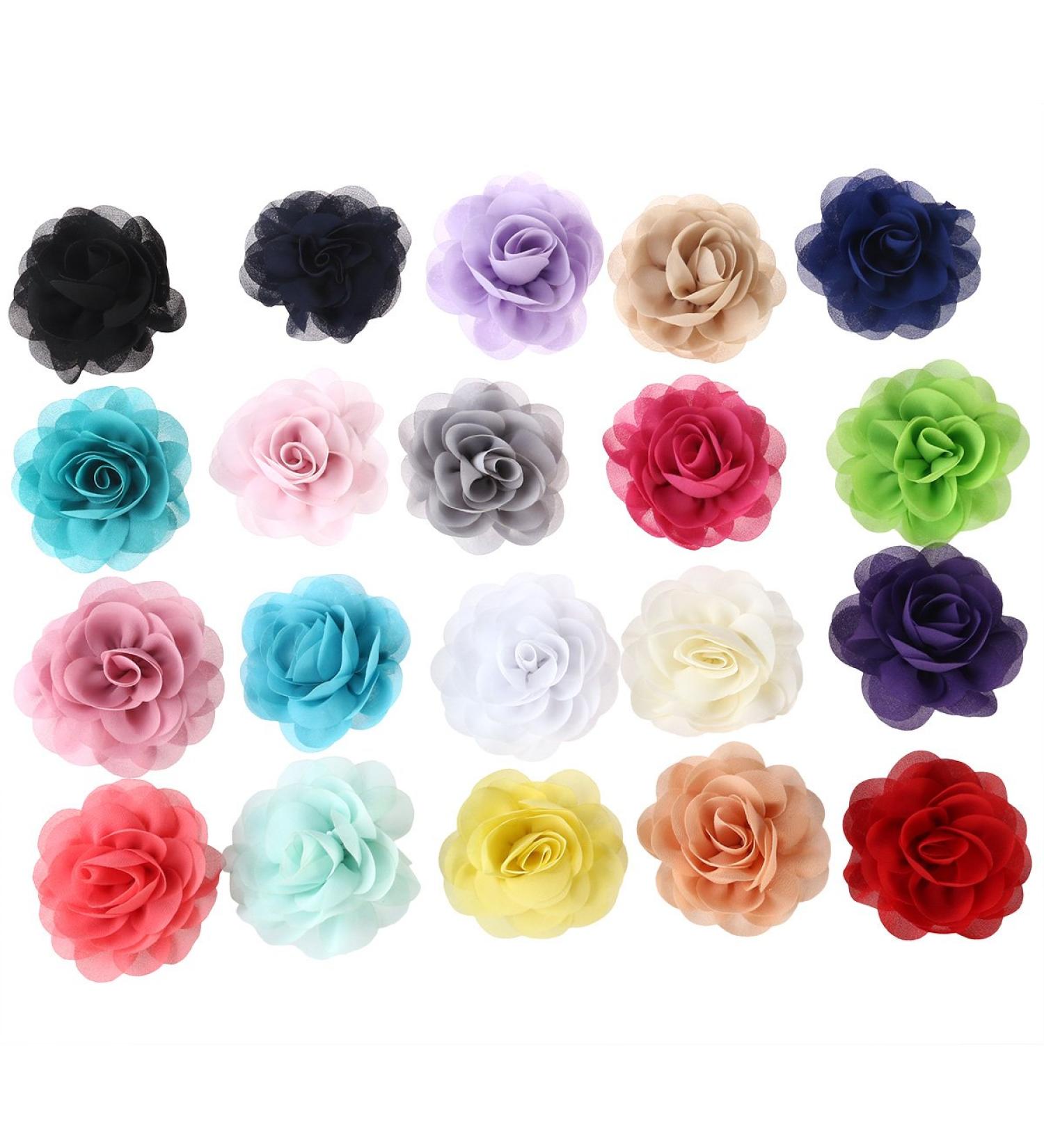 Frcolor 20pcs 3D Rose Flower Hair Clip Set - Chiffon Rose Clips for Women and Girls - Buy Online on GoSupps.com