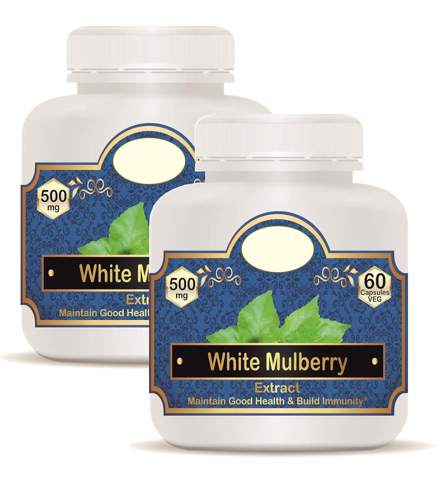 White Mulberry Leaf Extract 500mg - 120 Veg Capsules (Pack of 2) - Buy Online on GoSupps.com