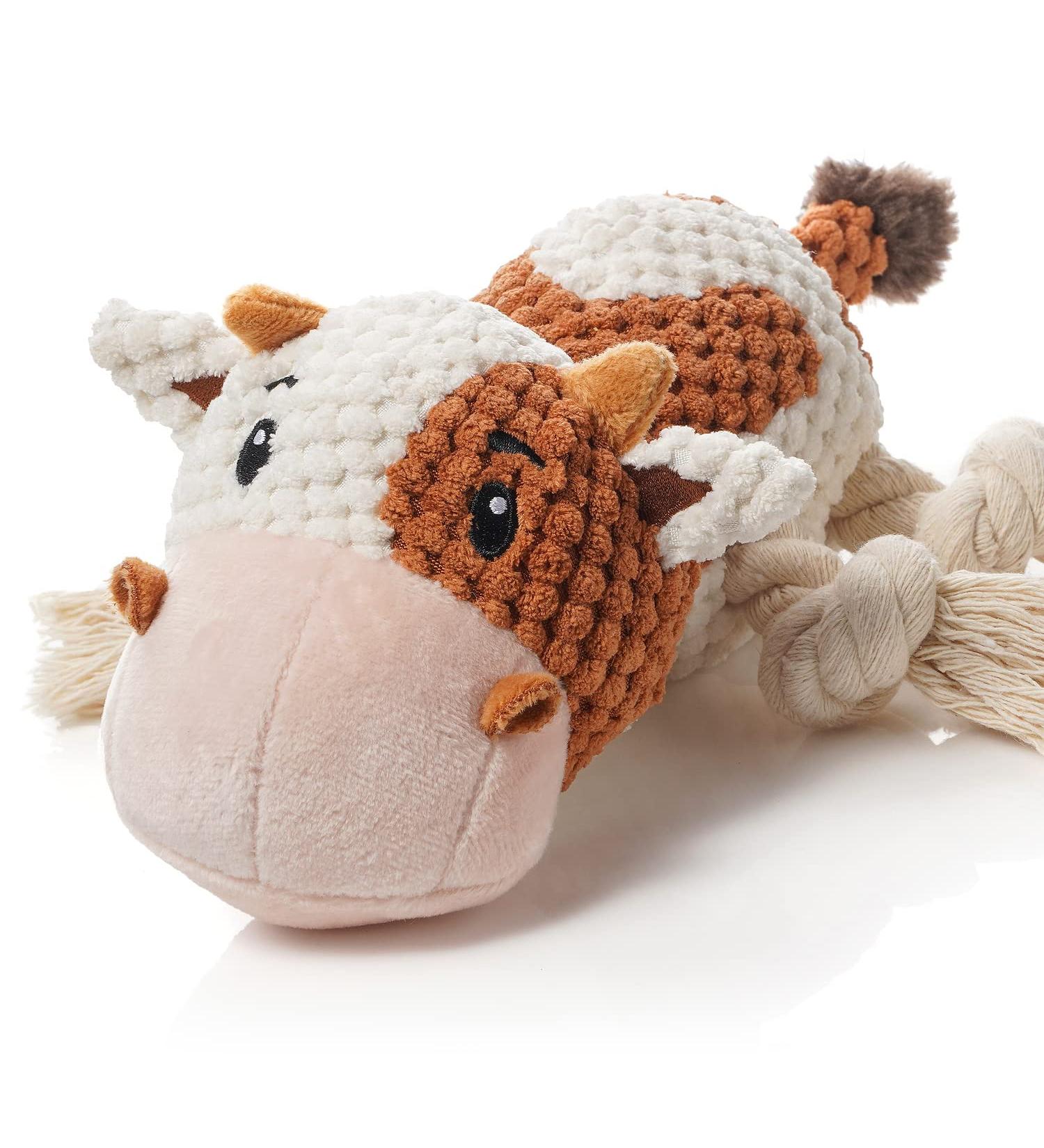 Sedioso Dog Toys | Plush Squeaky Toys for Large Dogs | Crackling Paper & Soft Stuffed Cow for All Sizes - Buy Online on GoSupps.com
