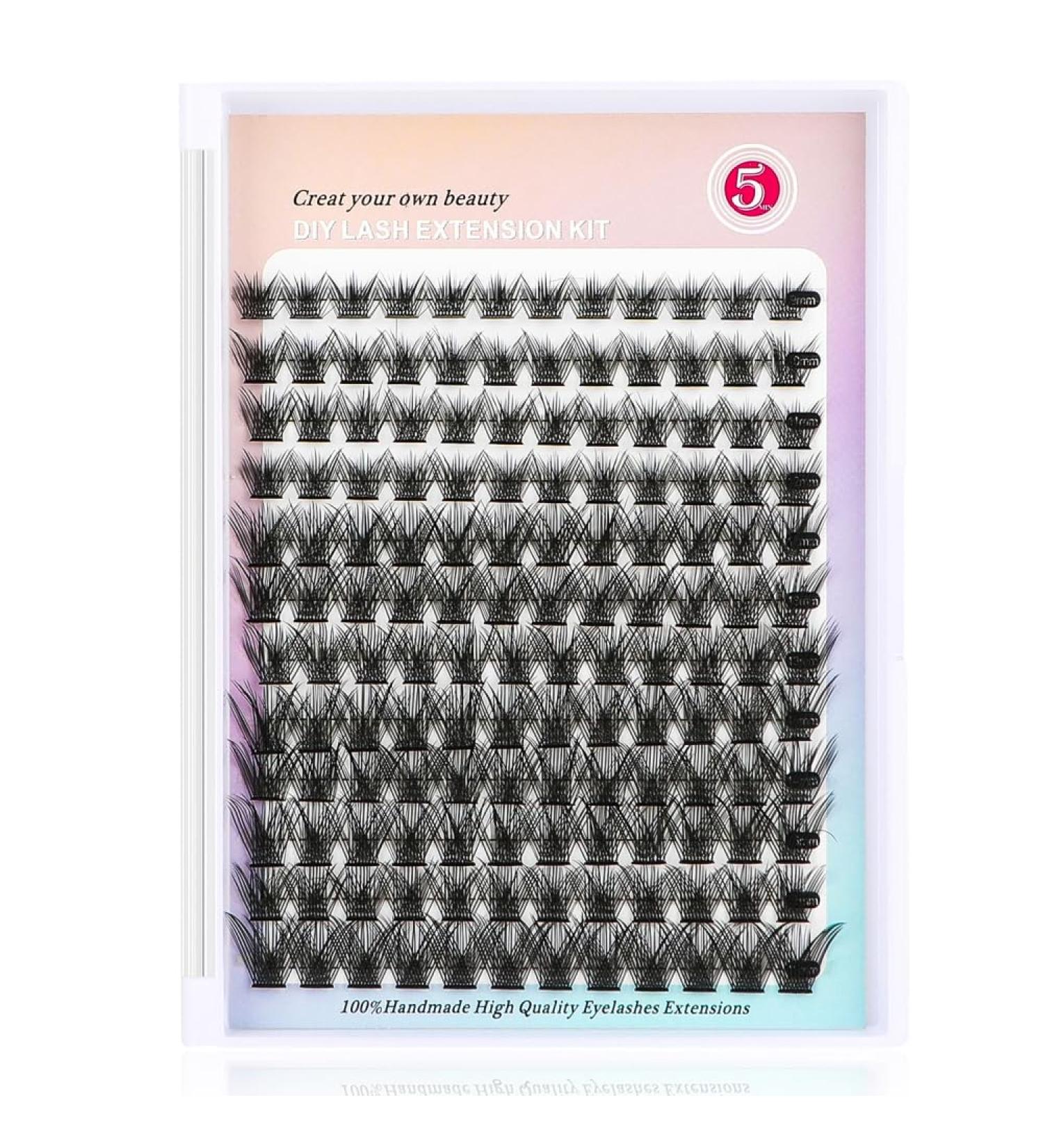 Rxuaw DIY Eyelash Extension Kit Lash Clusters 12 Rows Cluster Lashes with Glue and Tweezer for Lash Extension Beginners Outfit - Buy Online on GoSupps.com