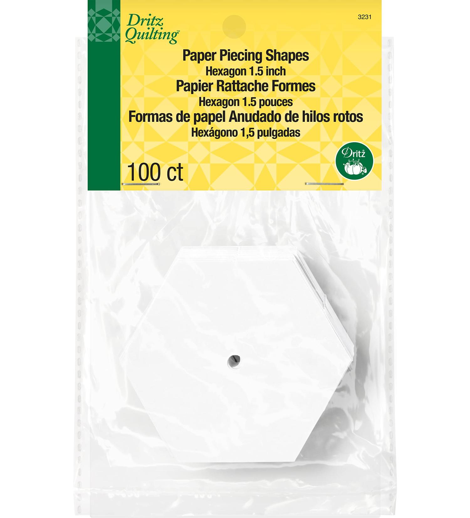 Dritz Quilting 3231 Paper Piecing Shapes Hexagon 1-1/2-Inch - 100-Count White Hexagon - Buy Online on GoSupps.com