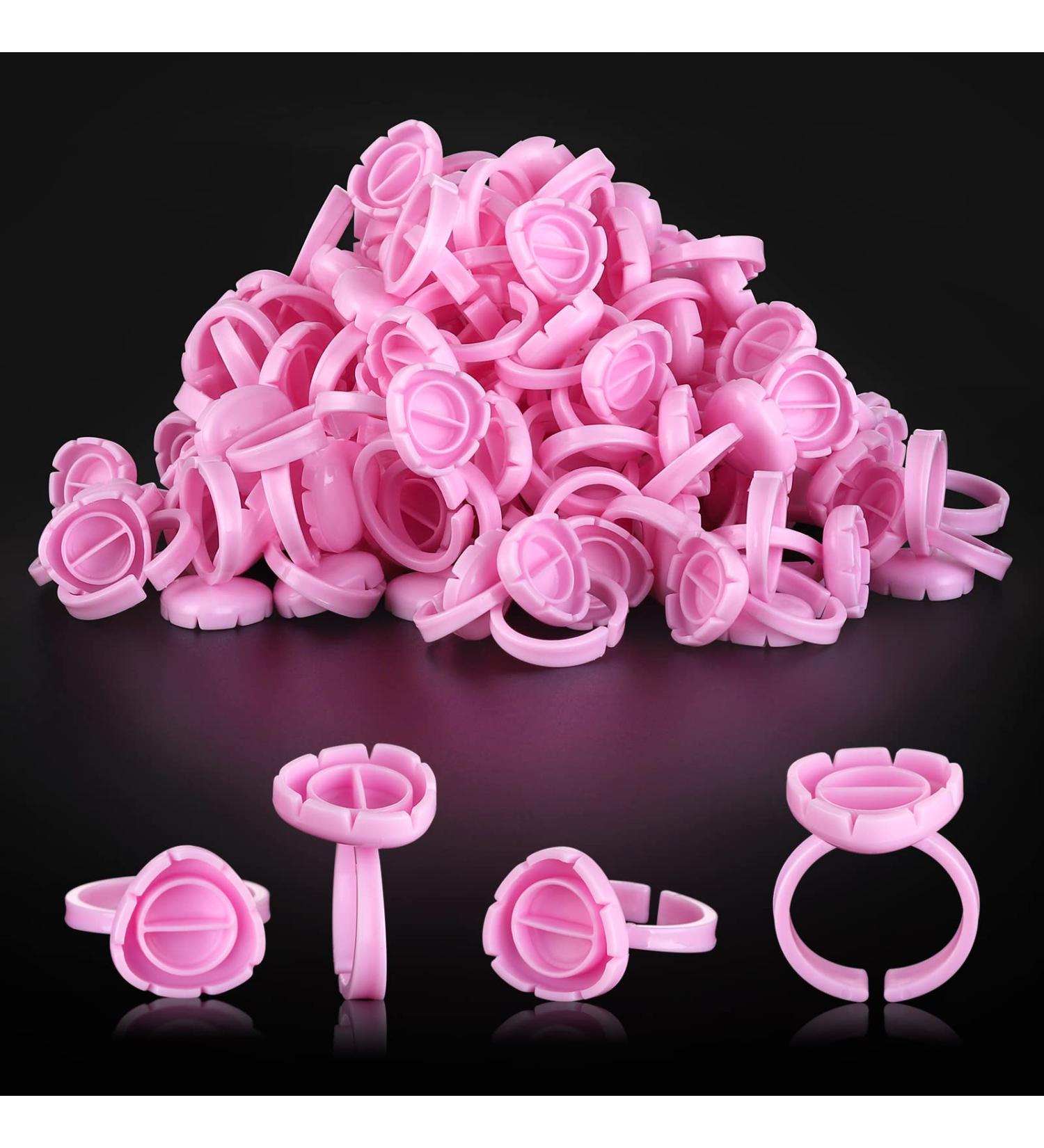 100PCS Pink Glue Rings for Eyelash Extensions - Smart Lash Holder for Volume Fanning Cup - Blooming Eyelash Glue Holder - Lash Extension Supplies - Buy Online on GoSupps.com