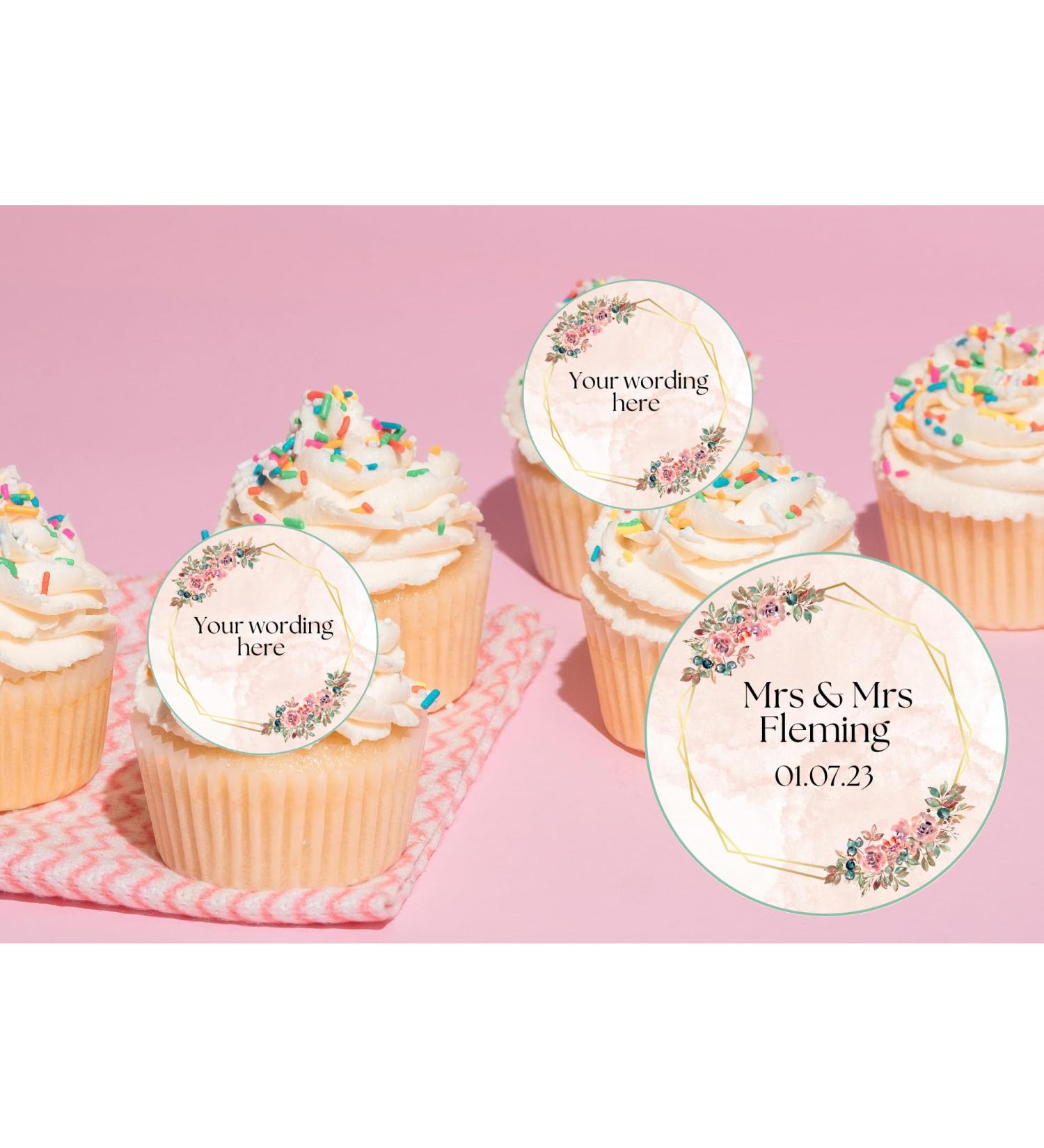 20 x EDIBLE PERSONALISED Botanical cupcake toppers wafer/icing uncut Birthday/Hen Party/Retirement/Baby Shower (Wafer Paper) Rice Paper