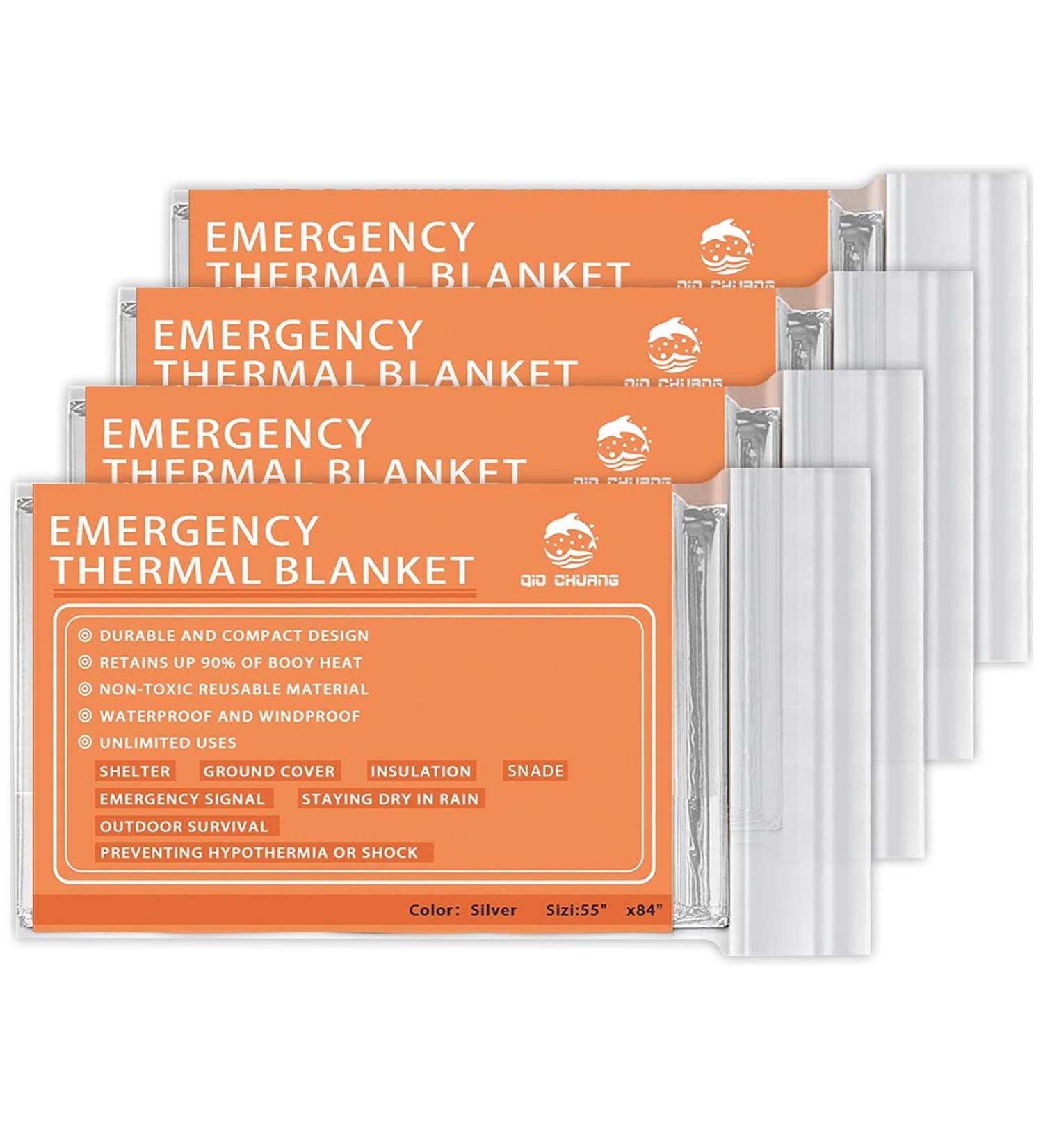 QIO CHUANG Emergency Mylar Thermal Blankets - 4-Pack Space Blanket for Outdoors, Hiking, Survival & First Aid - Buy Online on GoSupps.com