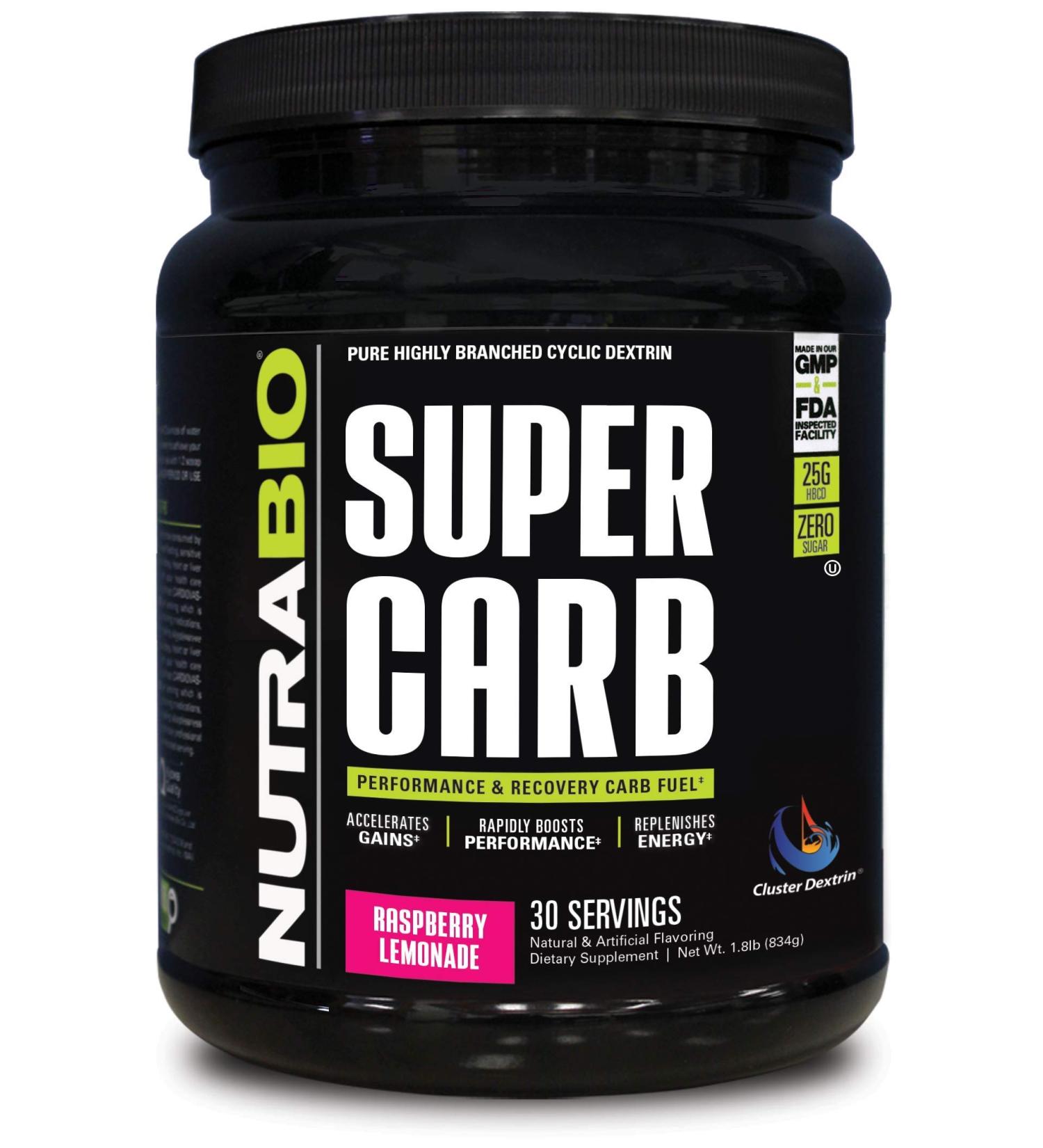 NutraBio Labs Super Carb Raspberry Lemonade 1.8 lb - Fuel Your Workout - Buy Online on GoSupps.com