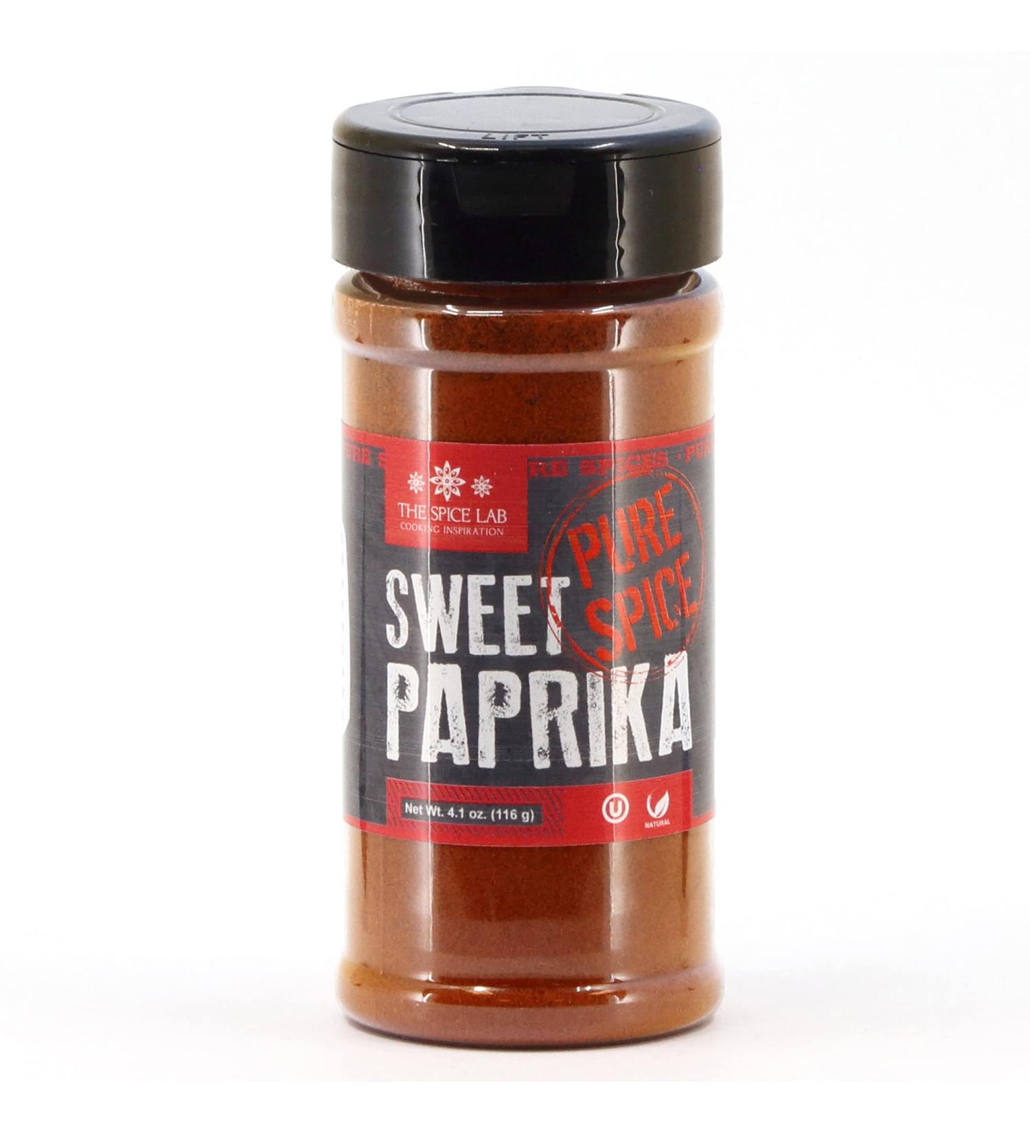 The Spice Lab Sweet Paprika Powder - High Color ASTA 120 - 4.1 oz Shaker Jar | Premium Gourmet Spanish Paprika | Vegan, All Natural, Kosher, Non GMO, Gluten Free | Rich in Antioxidants - 4.1 oz - Buy Online on GoSupps.com