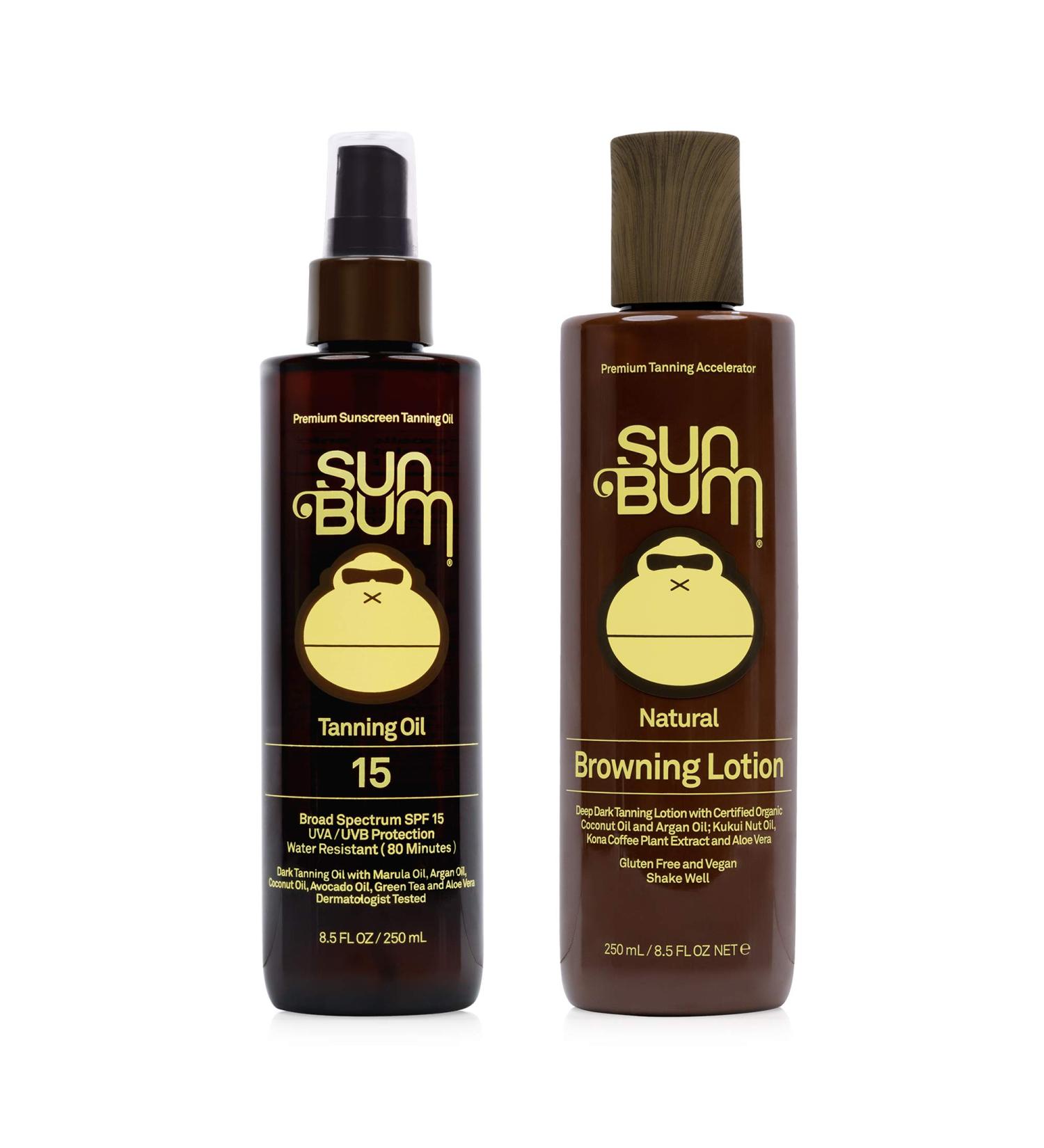 Sun Bum Browning Lotion and SPF 15 Tanning Oil - Vegan and Reef Friendly with Aloe Vera - Buy Online on GoSupps.com