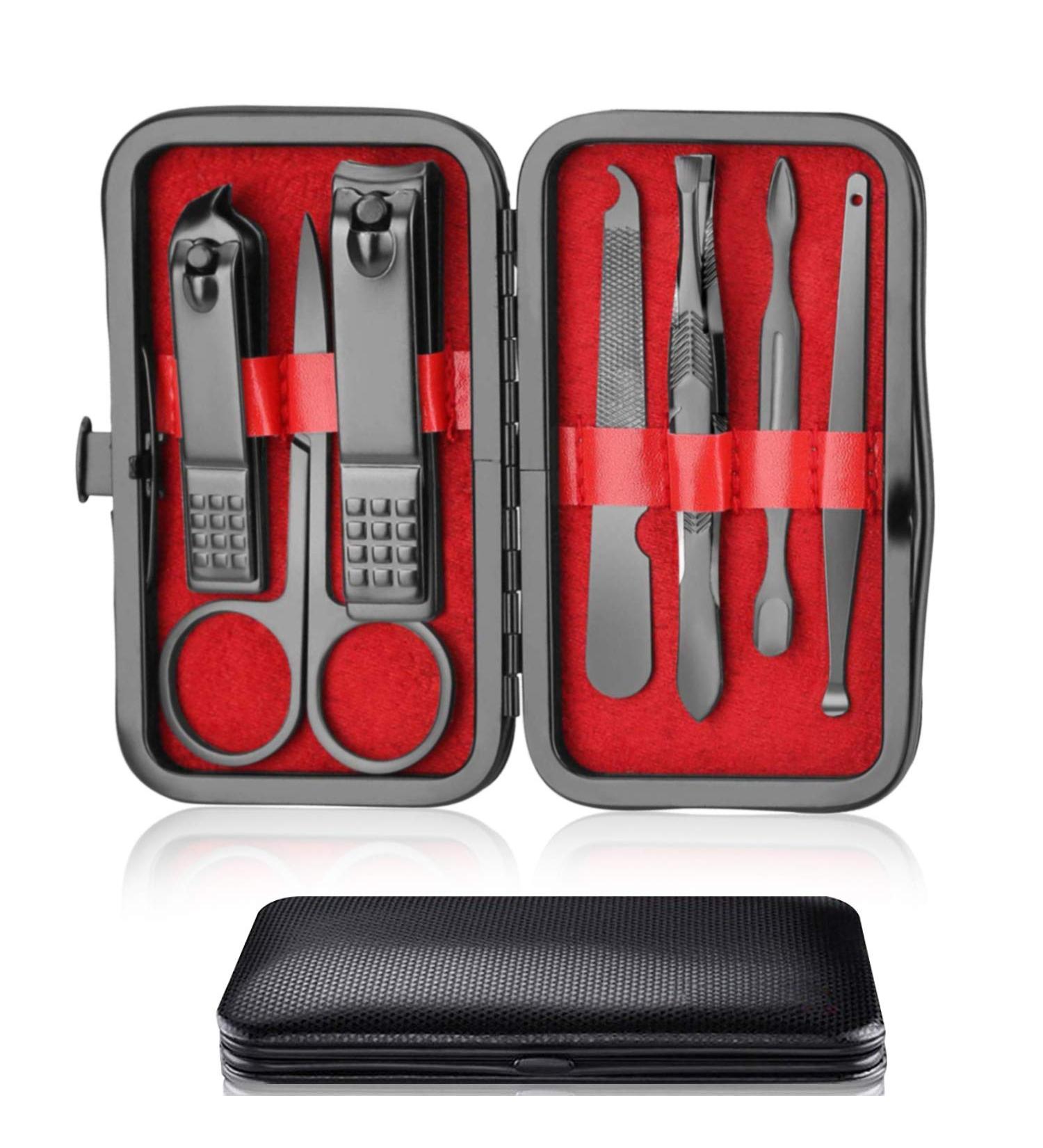 Nail Clipper Manicure Set 7 In 1 Stainless Steel Professional Pedicure Kit Nail Scissors Grooming Kit with Black PU Leather Case for Travel & Home Use (Red Leather) Red2-7 - Buy Online on GoSupps.com