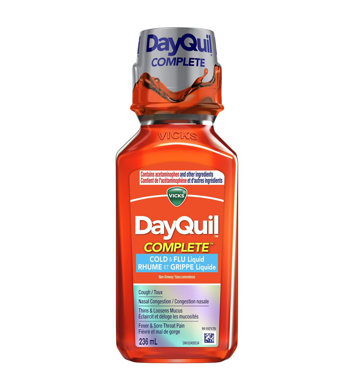 Vicks DayQuil COMPLETE Cold Flu & Congestion Liquid Medicine 236 mL 236 ml (Pack of 1) - Buy Online on GoSupps.com