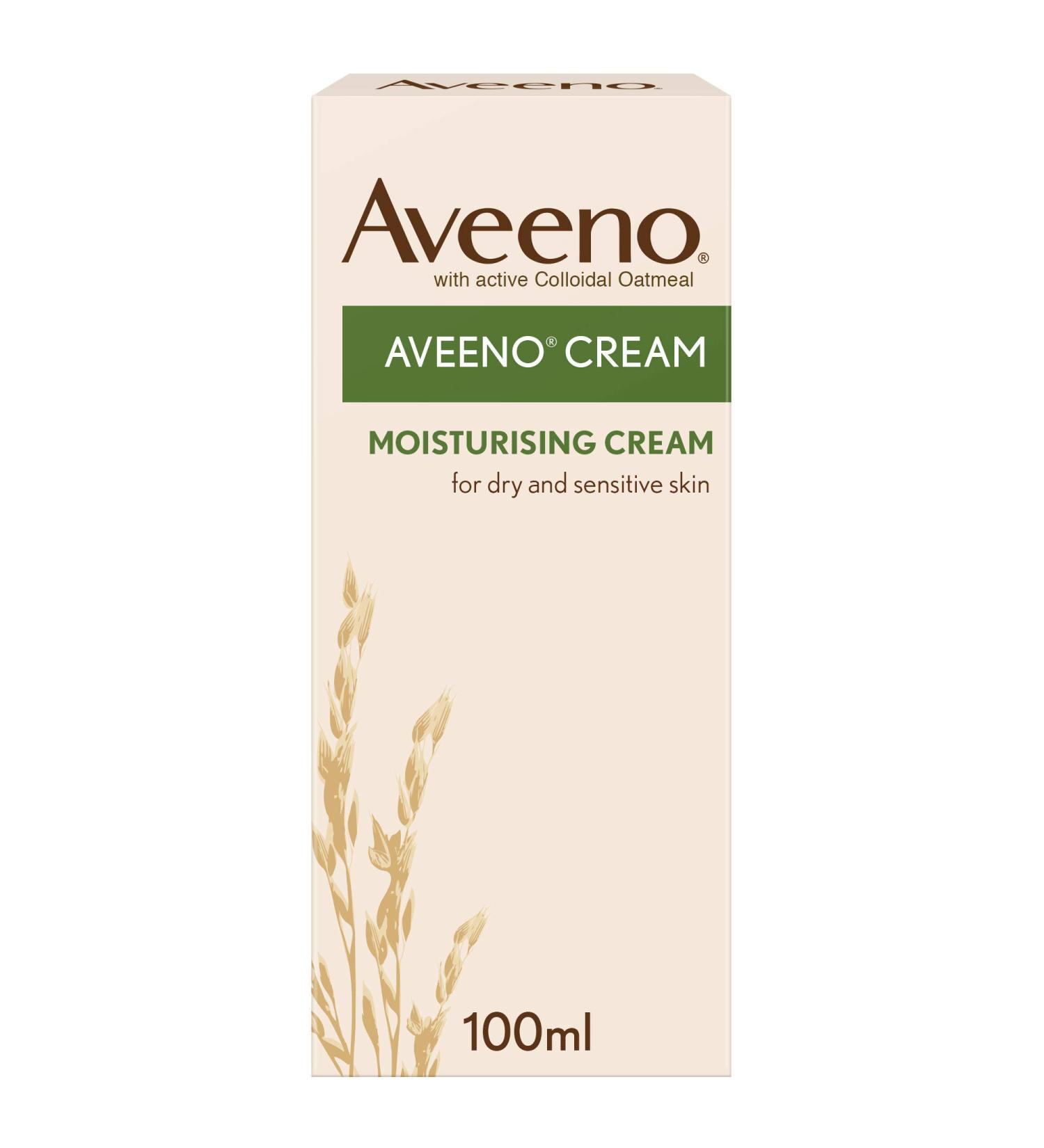 Aveeno Colloidal Oatmeal Cream 100ml - Moisturizes Dry & Sensitive Skin, Suitable for Adults & Babies from 3 Months - Pack of 1 - Buy Online on GoSupps.com