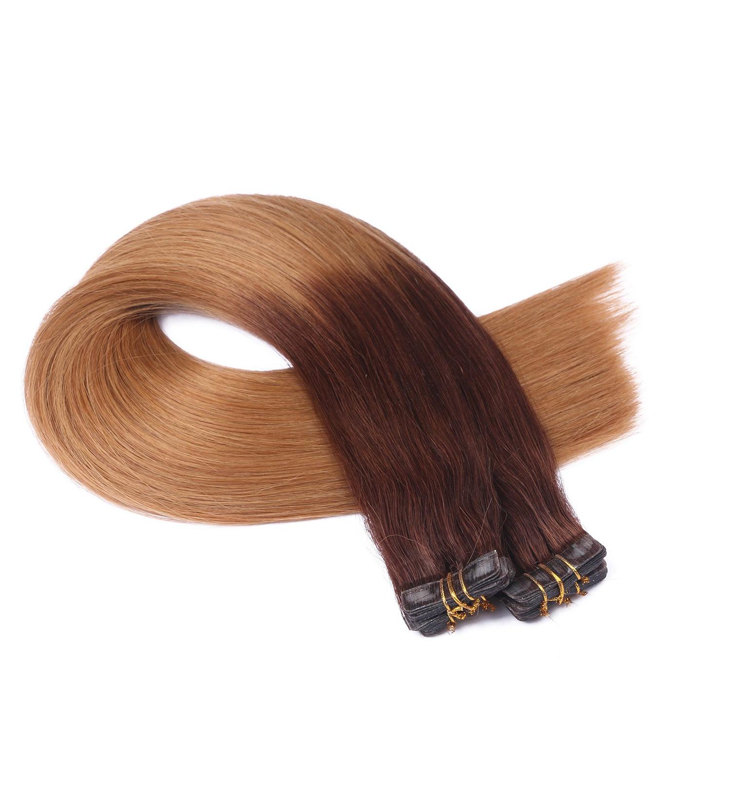 Tape In Hair Extensions Ombre #6/27 - 40cm Long 100% Remy Human Hair 50 Tresses 2.5g Each - Novon Hair Extensions - Buy Online on GoSupps.com