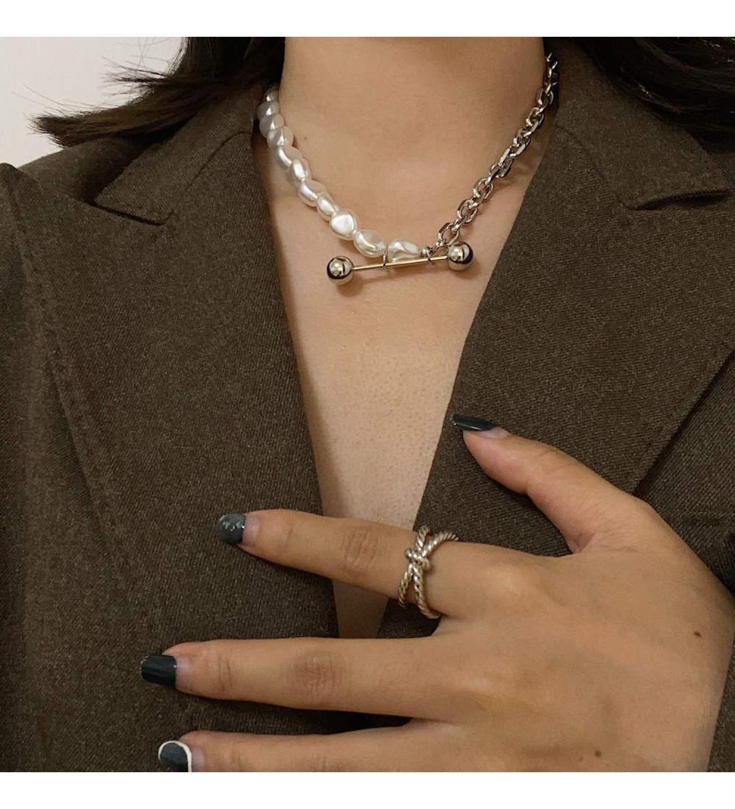 Missgrace Silver Punk Chains Necklace Set for Goth Women & Teens - Layered Pearls & Pendants - Alloy Jewelry for Boys & Girls - Buy Online on GoSupps.com