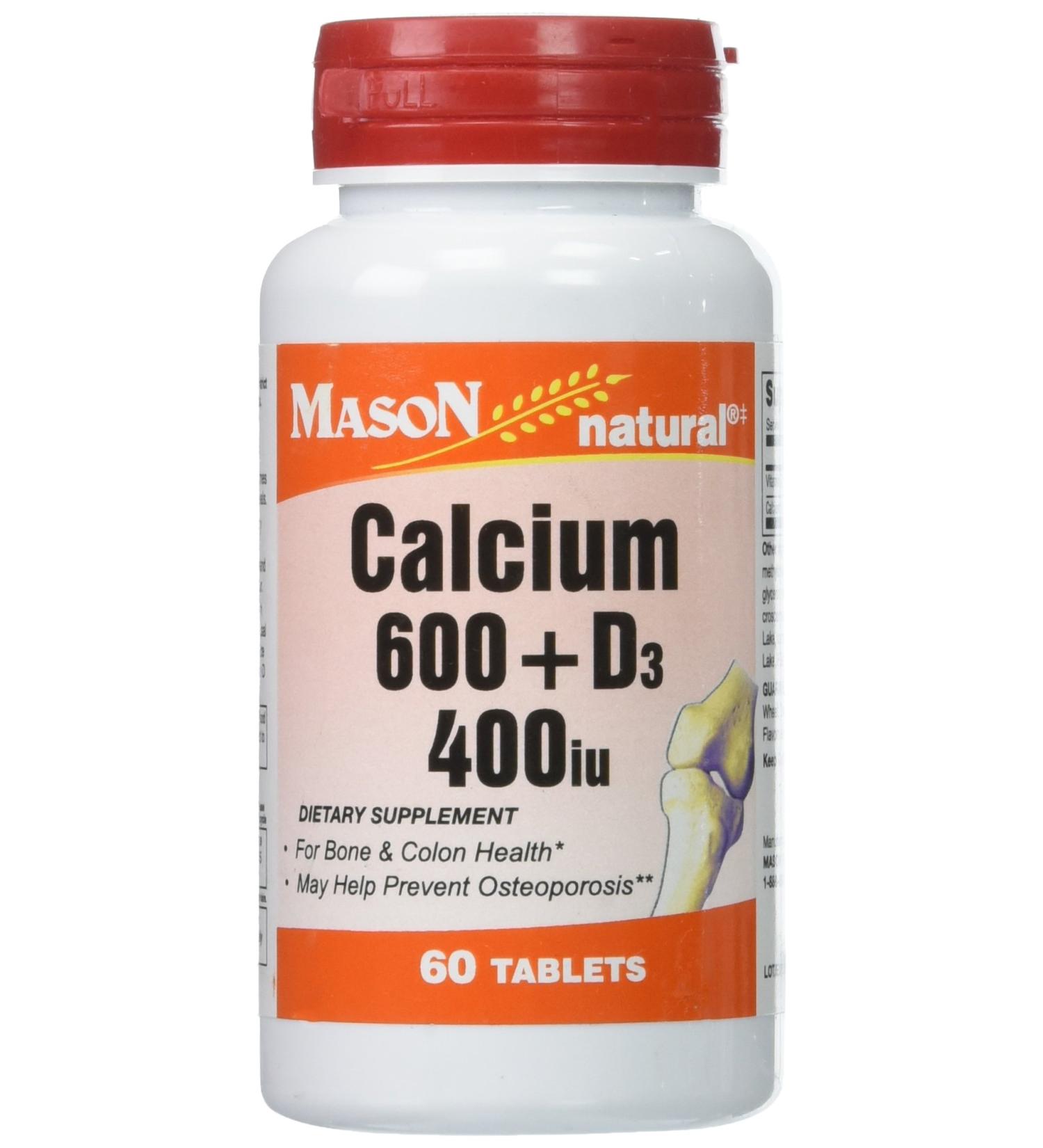 Mason Natural Calcium Plus Vitamin D3 600mg - 60 Tablets for Bone Health - Buy Online on GoSupps.com