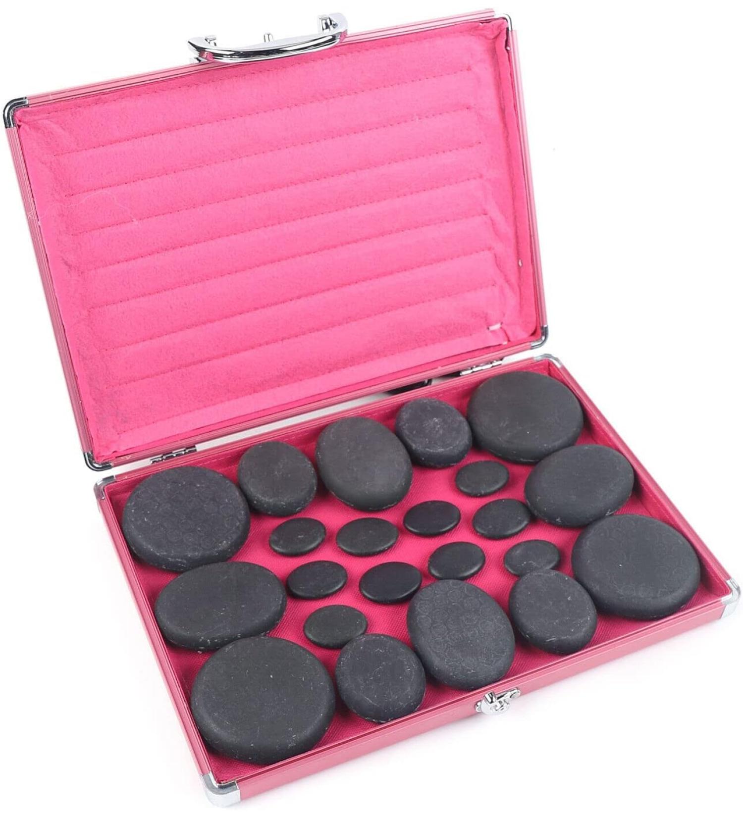 Hot Stone Massage Stone Heating Set - 20 Basalt Stones & Heating Box for Relaxation & Therapy - Buy Online on GoSupps.com