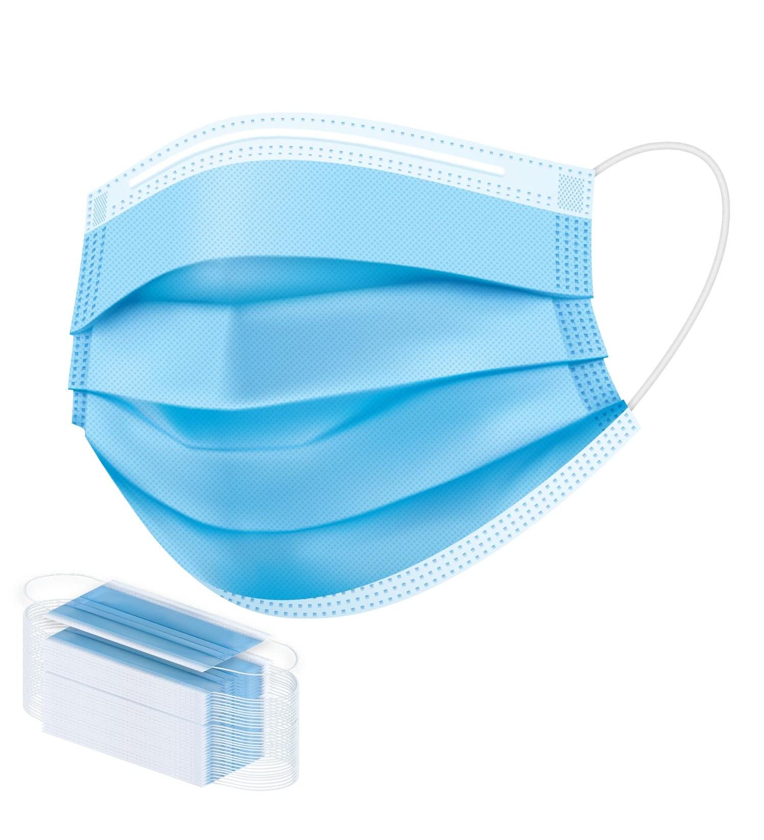 Disposable Face Mask 50 Pack Non-woven 3-Ply with Ear Loops Blue - Buy Online on GoSupps.com