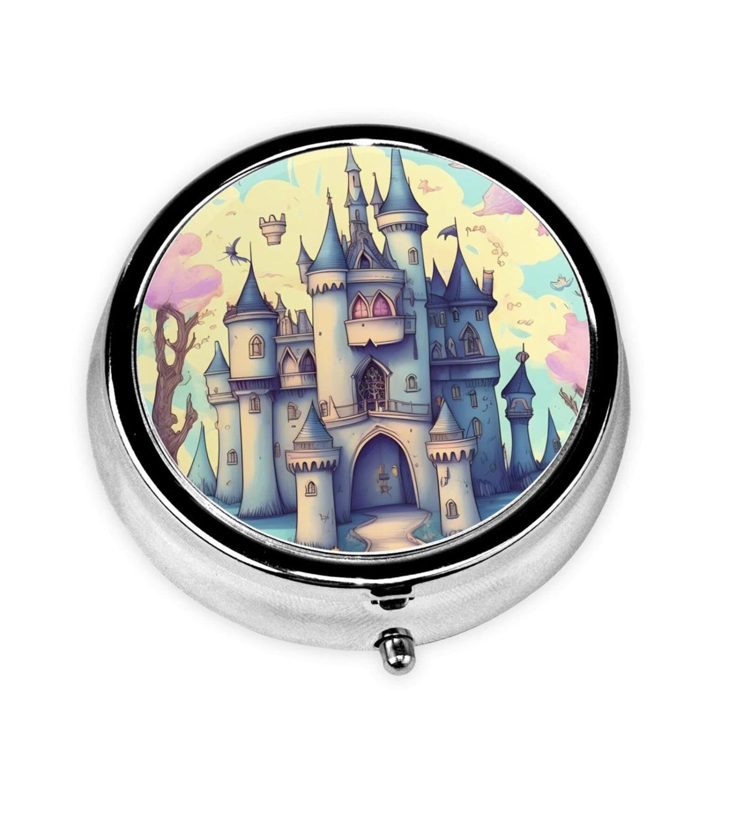 Fairytale Castleround Pill Box - 3 Compartment Travel Organizer | Portable Pill Box for Traveling - Buy Online on GoSupps.com