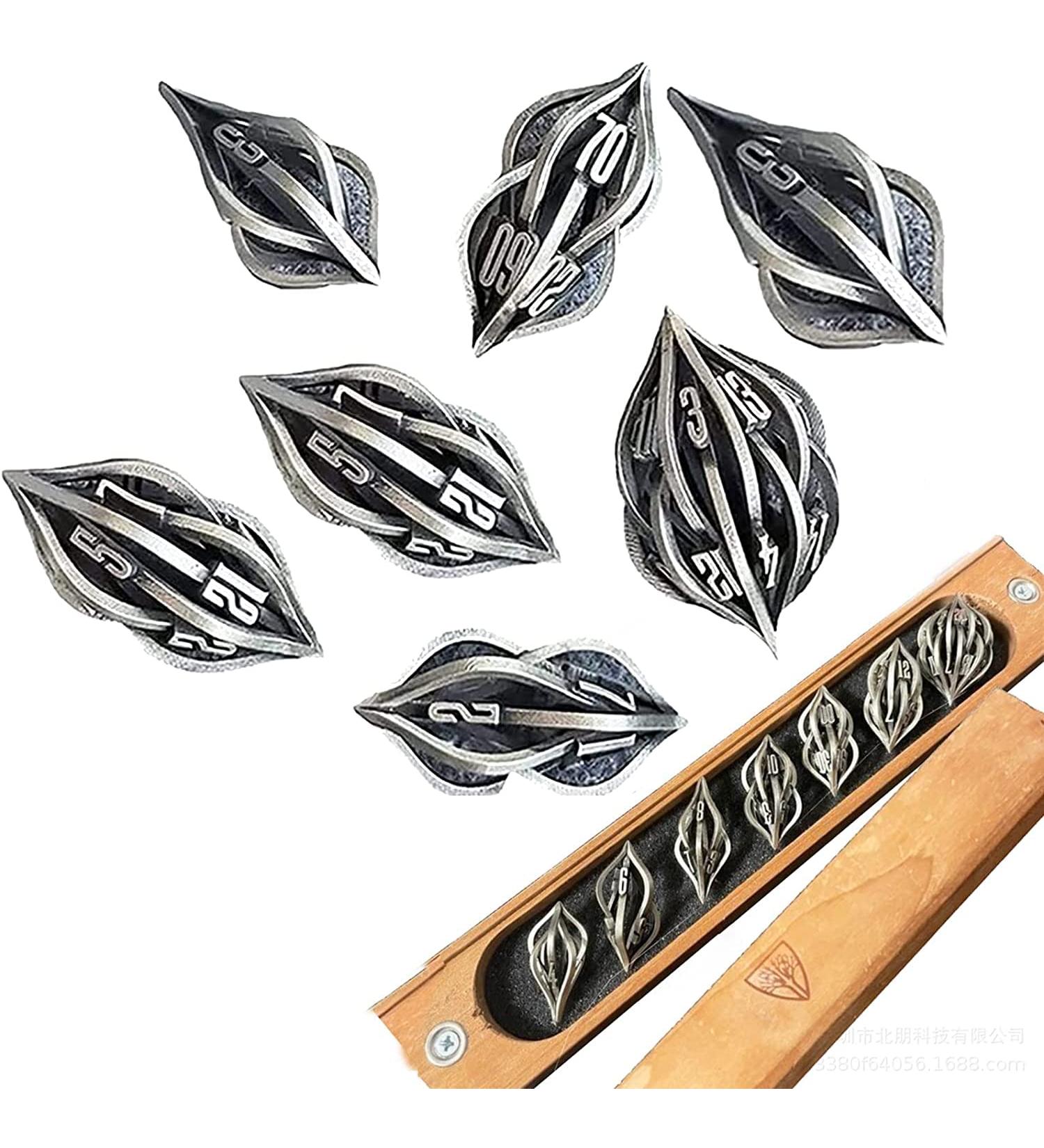 Thyggzjbs Arcanum Metal Dice Set - 3D Printed Hollow Polyhedral DND RPG MTG Game Dice (Ancient Silver) - Creative Craft Decor for Table Games - Buy Online on GoSupps.com
