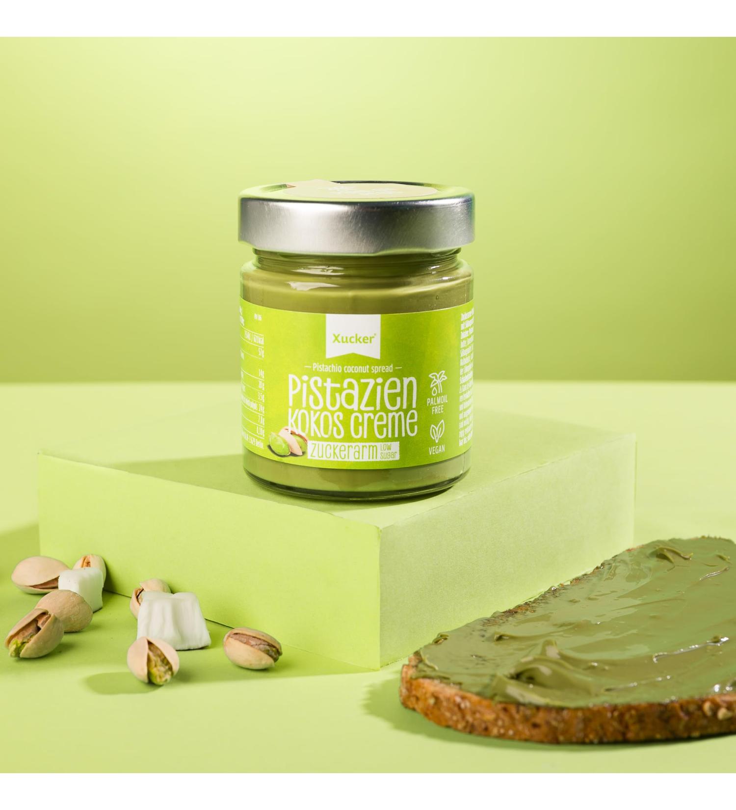 Buy Xucker Pistachio Coconut Cream 200g | Vegan Low Sugar Spread with Xylitol | No Palm Oil - Buy Online on GoSupps.com