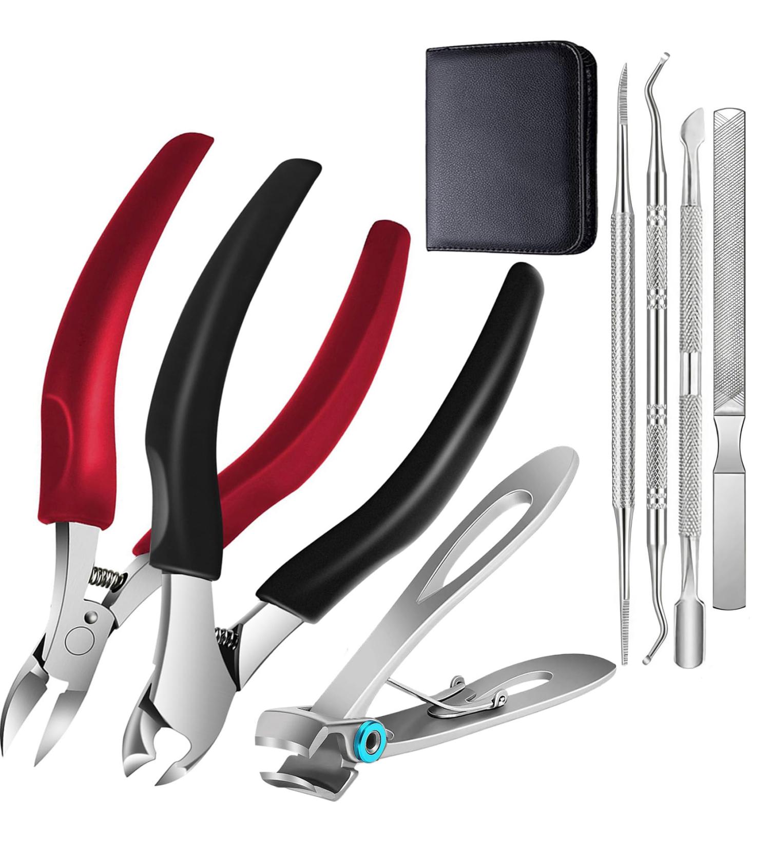 Professional Toenail Clippers Set Nail Clippers for Thickness and Ingrown Hard Toenails Stainless Steel Pedicure Clippers Nail File and Toenail Scissors Set Bag - Buy Online on GoSupps.com